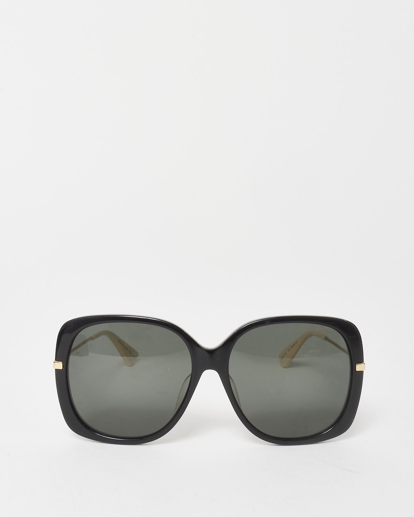 Gucci Black Oversized Gold & Cream Arm Sunglasses