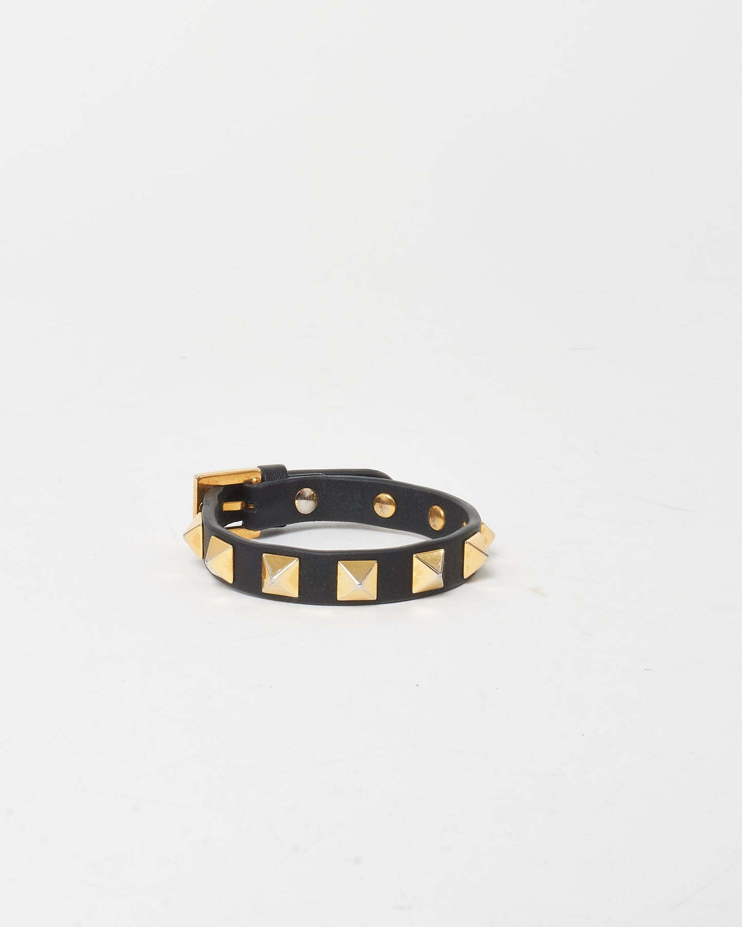 Valentino Black Leather Rockstud Bracelet