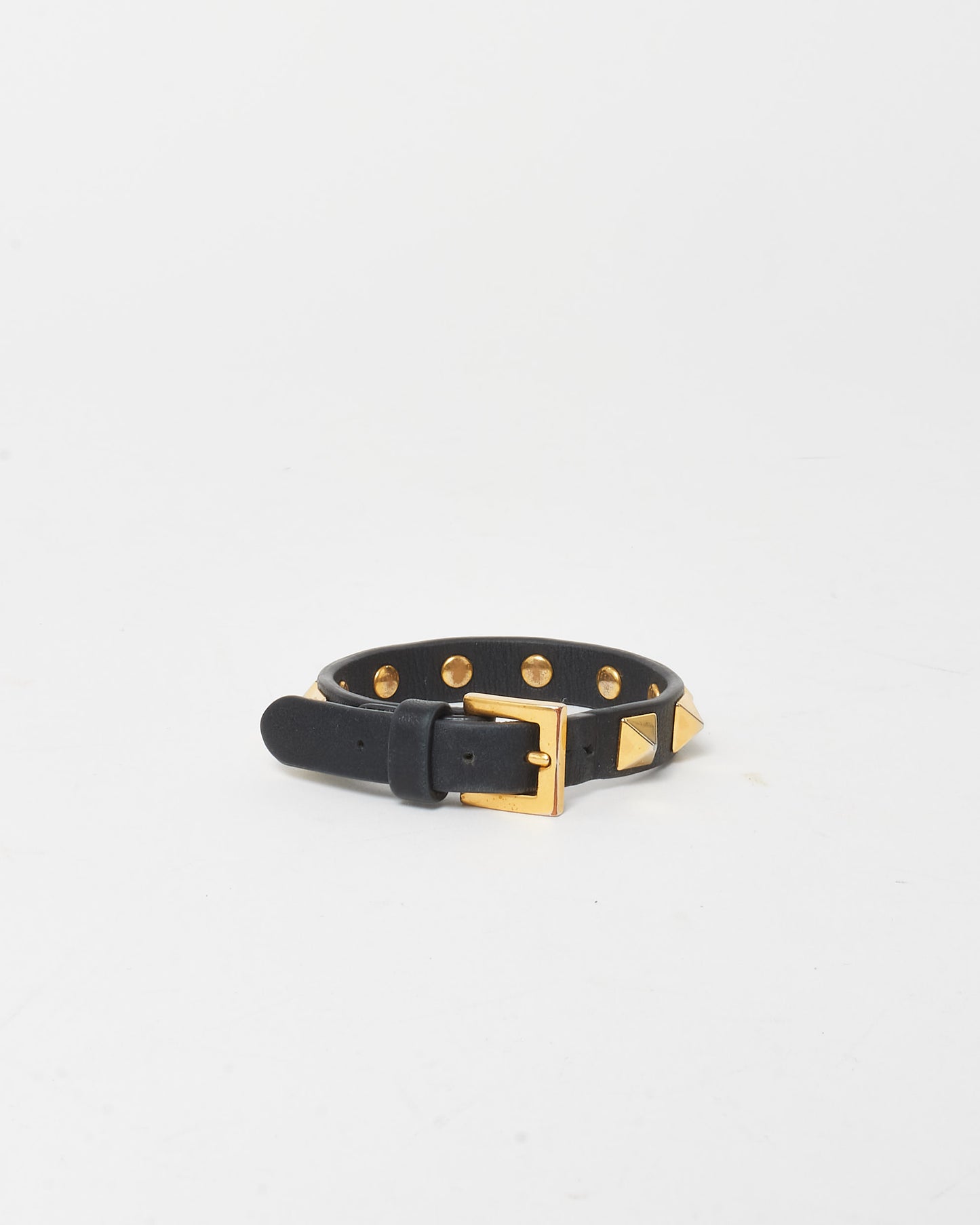 Valentino Black Leather Rockstud Bracelet