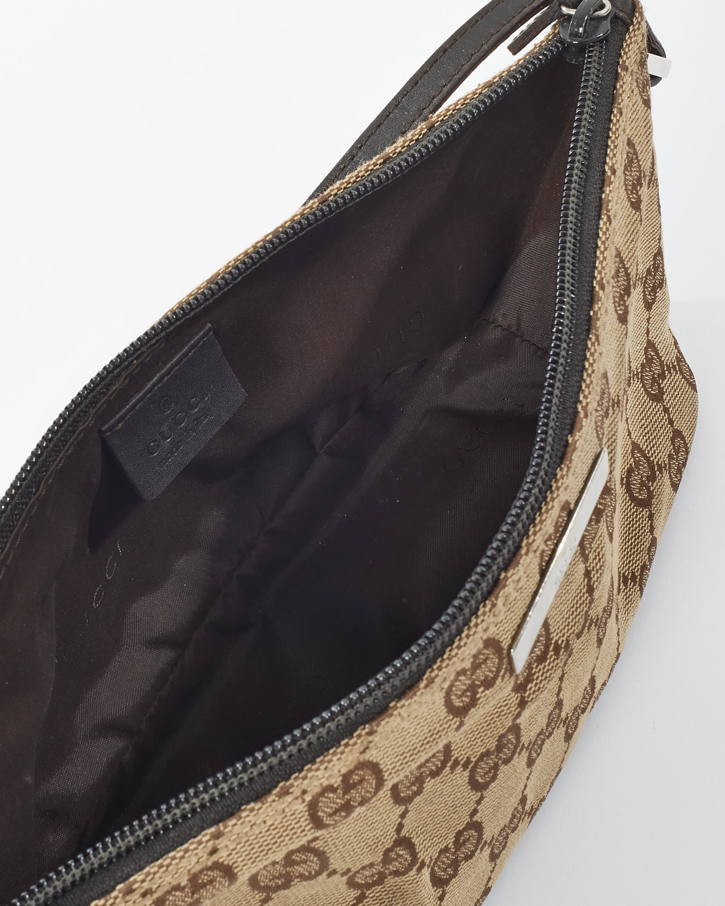 Gucci Vintage Brown Monogram GG Canvas Boat Pochette