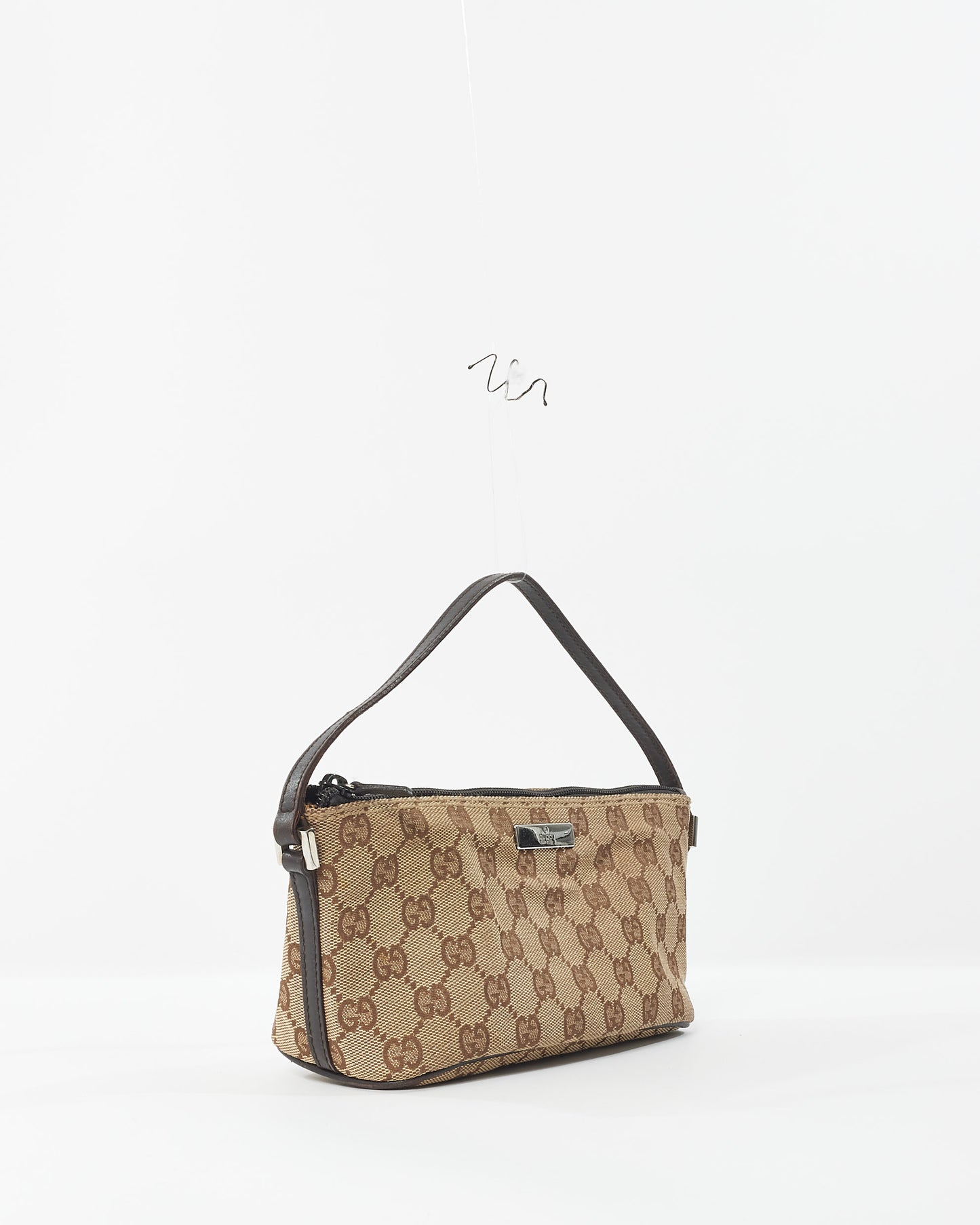 Gucci Vintage Brown Monogram GG Canvas Boat Pochette