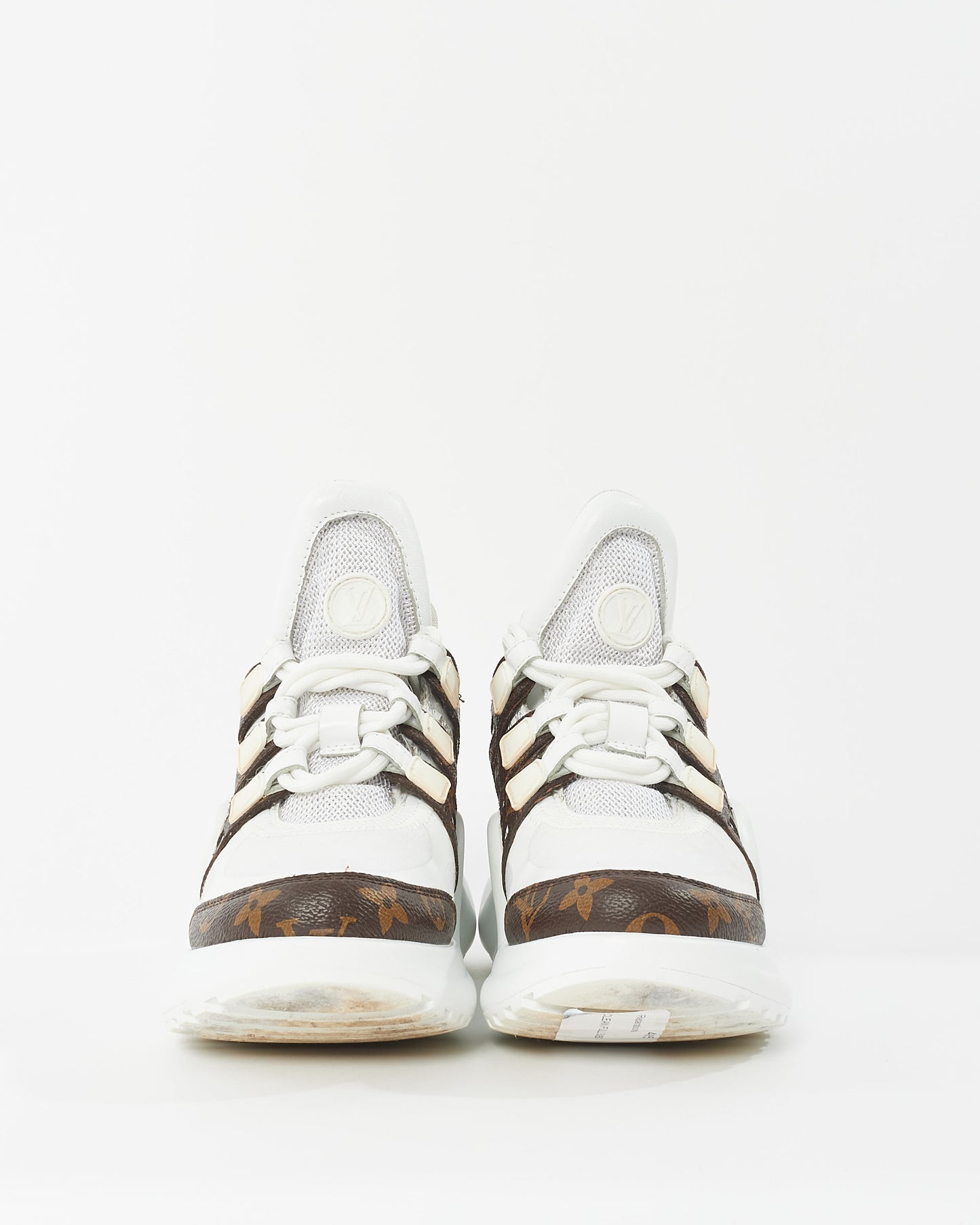 Louis Vuitton White Leather & Monogram Archlight Sneakers - 36