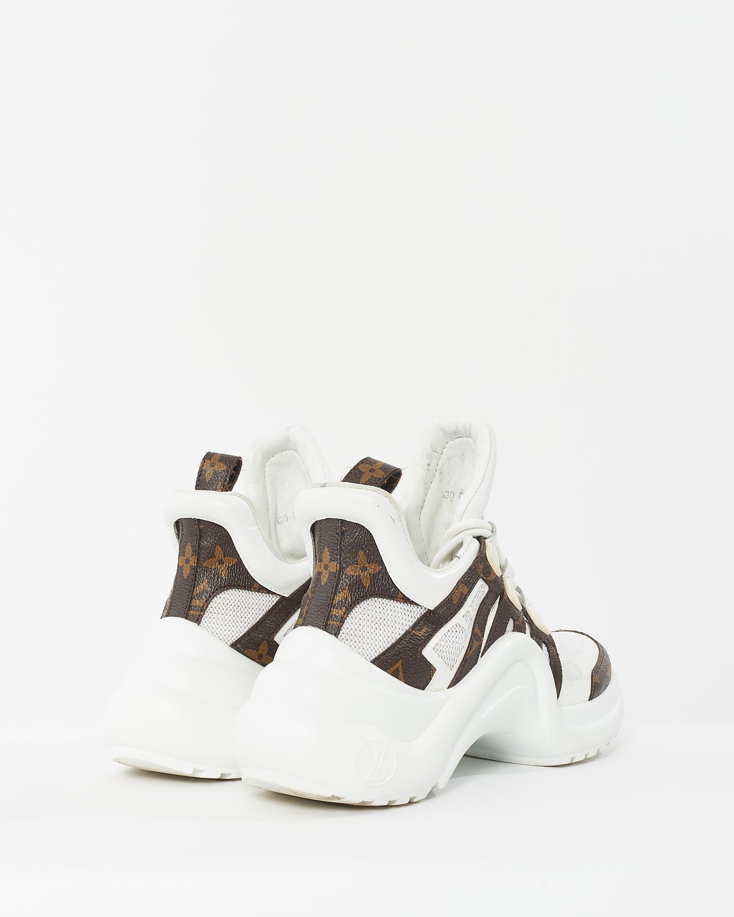 Louis Vuitton White Leather & Monogram Archlight Sneakers - 36