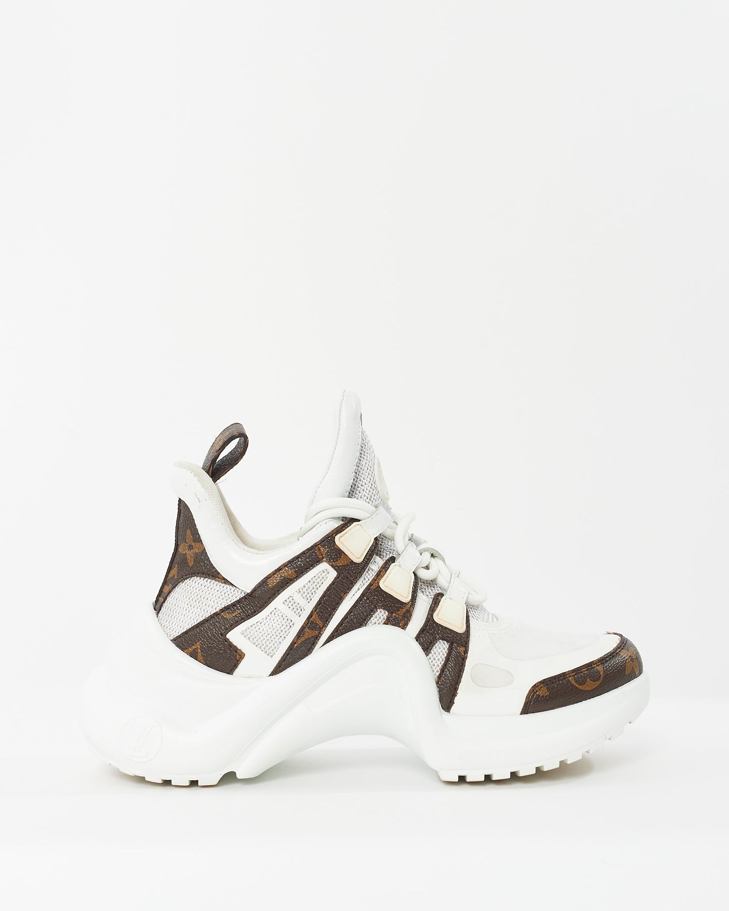 Louis Vuitton White Leather & Monogram Archlight Sneakers - 36