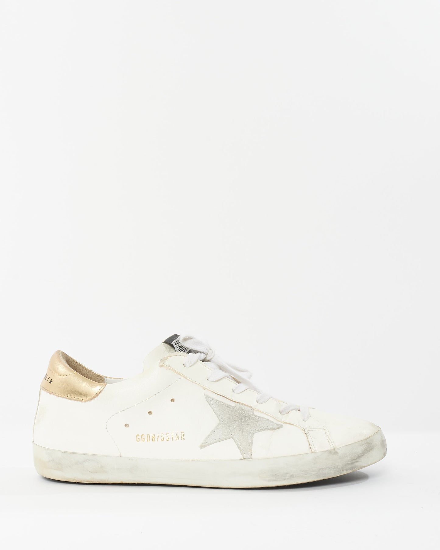 Golden Goose White Leather & Gold Superstar Sneakers - 41