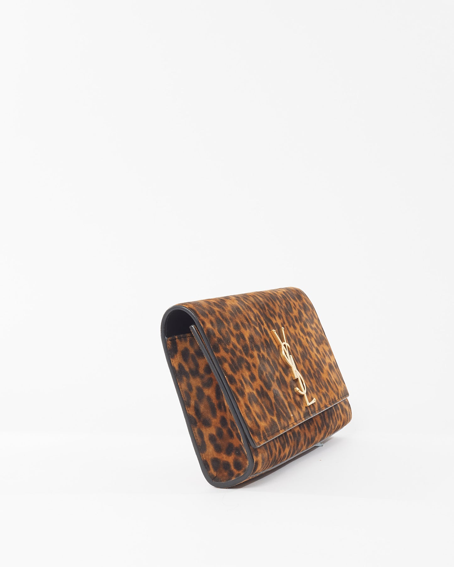 Saint Laurent Leopard Print Pony Hair YSL Logo Kate Clutch