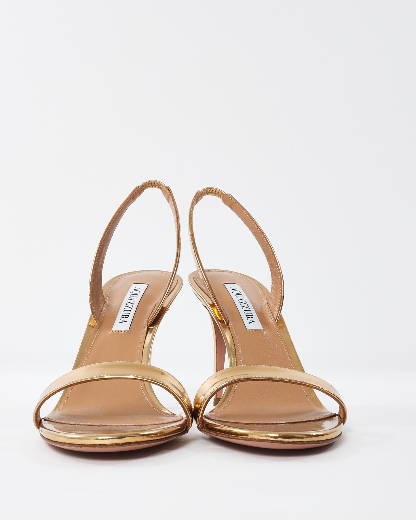 Aquazzura Gold Leather So Nude 85mm Stiletto Sandals - 41