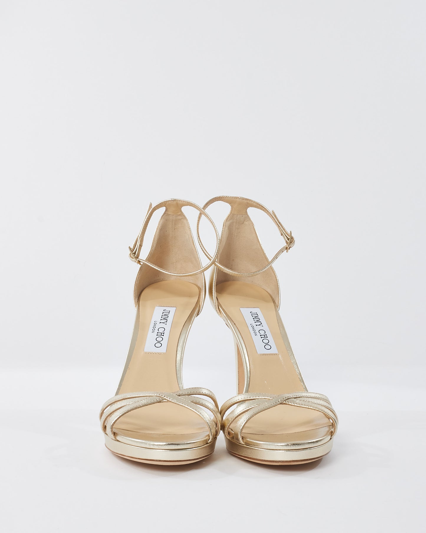 Jimmy Choo Champagne Leather Dinda High Heel Sandals - 41