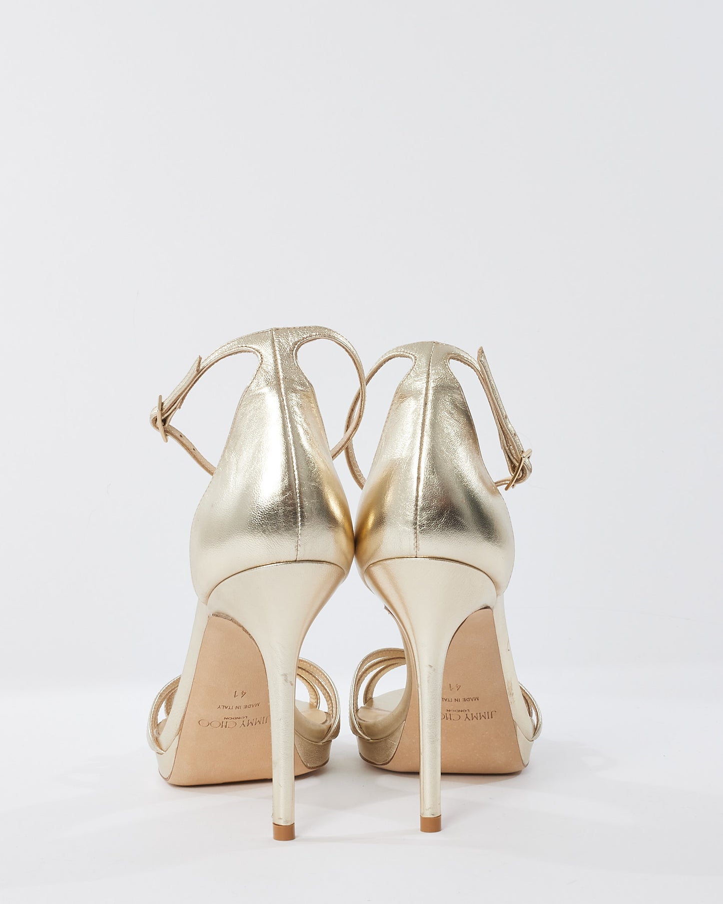 Jimmy Choo Champagne Leather Dinda High Heel Sandals - 41