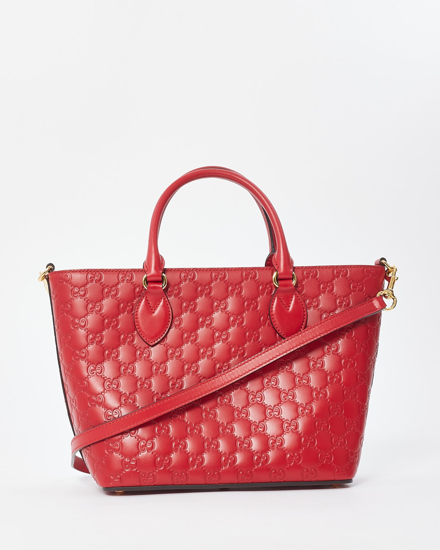 Gucci Red GG Signature G Monogram Leather Top Handle Bag