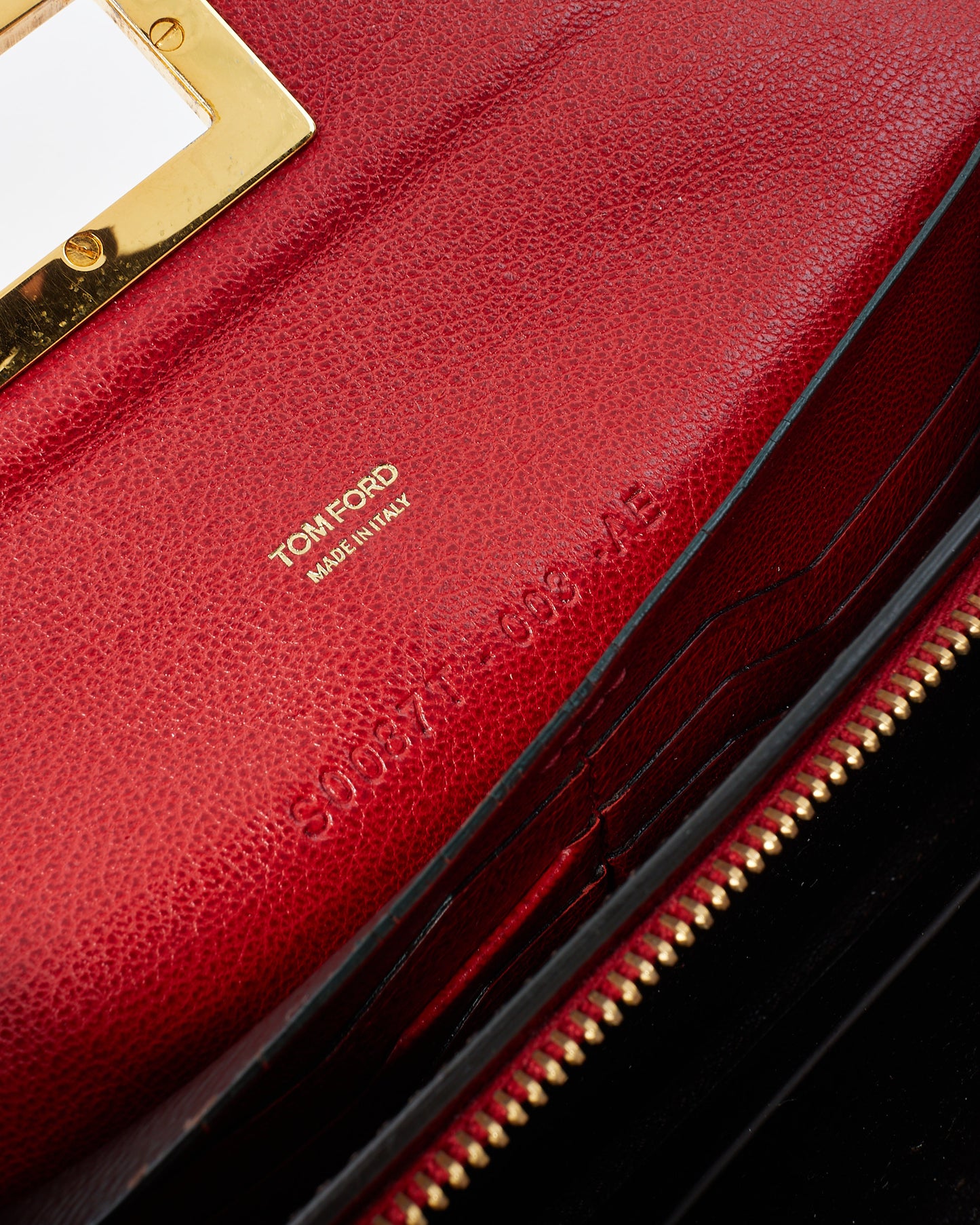 Tom Ford Red Leather Turnlock Natalia Continental Wallet