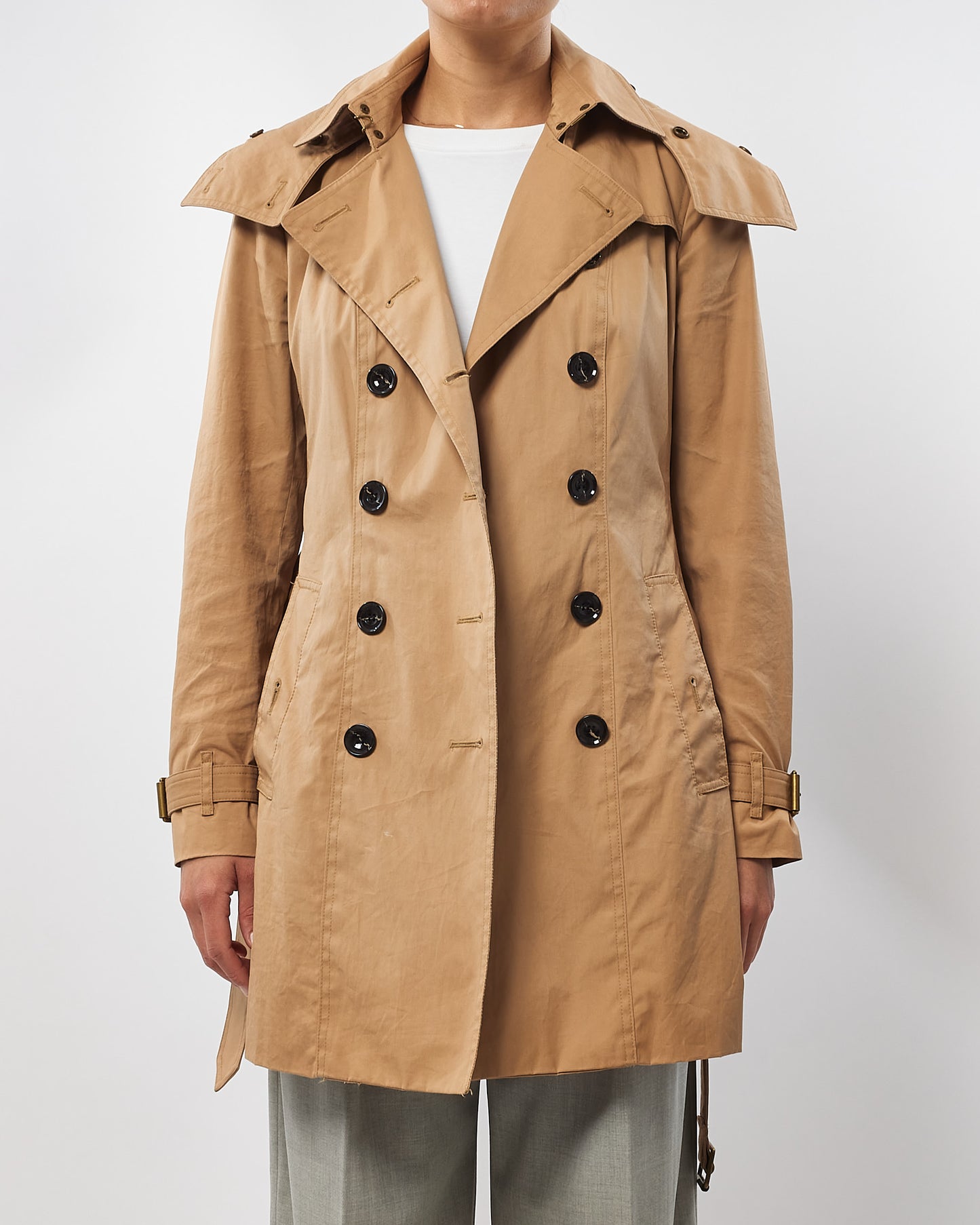 Burberry Camel Brown Midi Hooded Trench Coat - 8