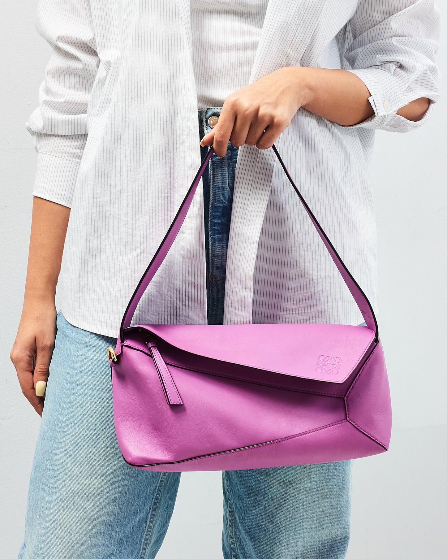 Loewe Fuchsia Leather Puzzle Hobo Shoulder Bag