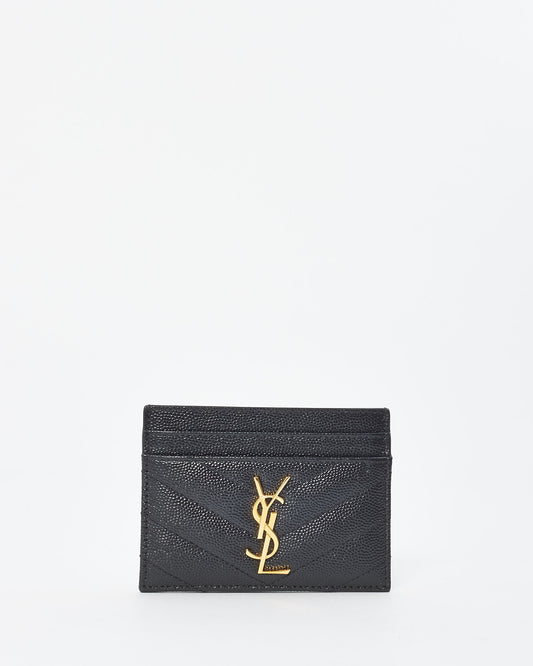 Saint Laurent Black Grain De Poudre Leather Cassandre Matelassé Card Holder