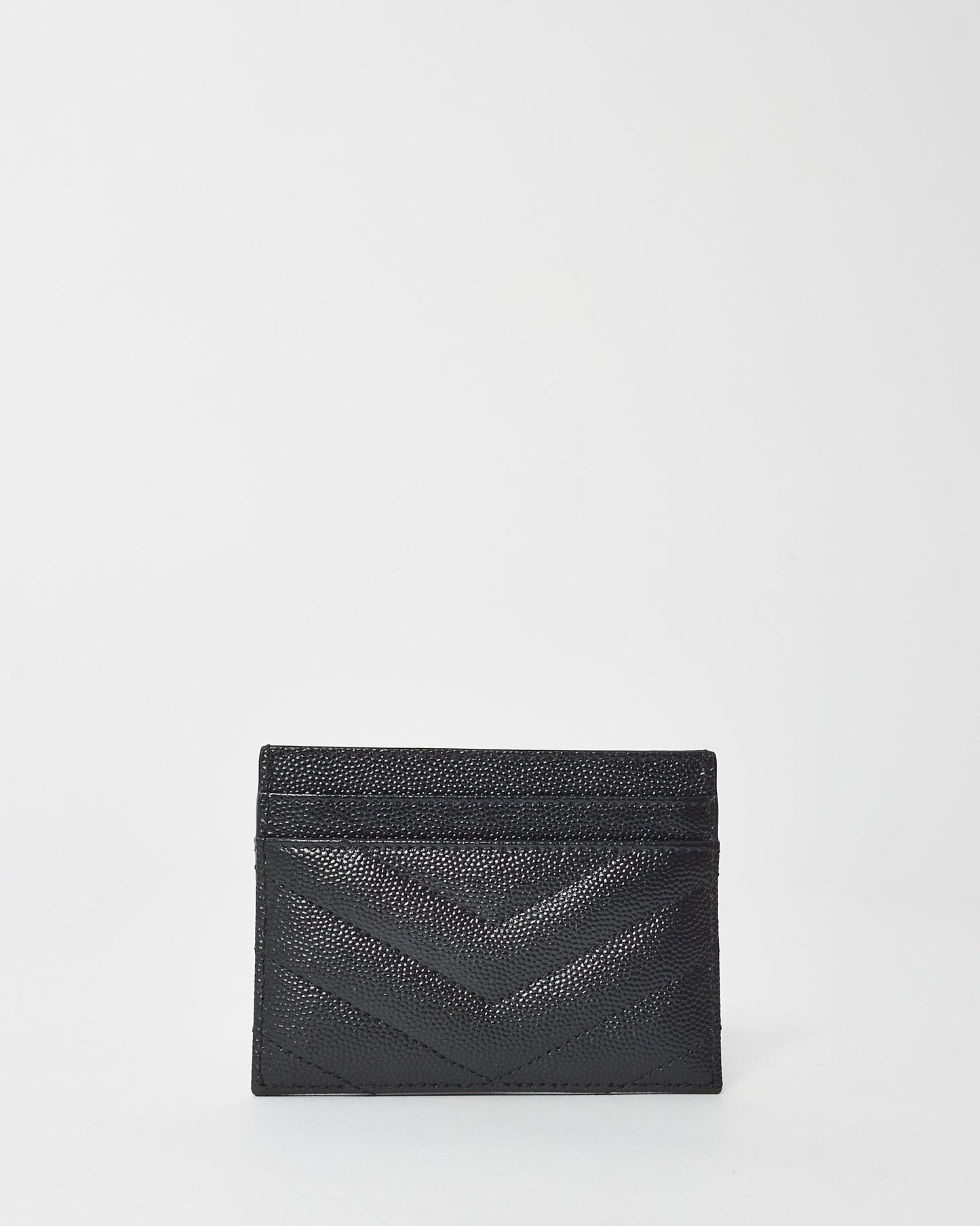 Saint Laurent Black Grain De Poudre Leather Cassandre Matelassé Card Holder