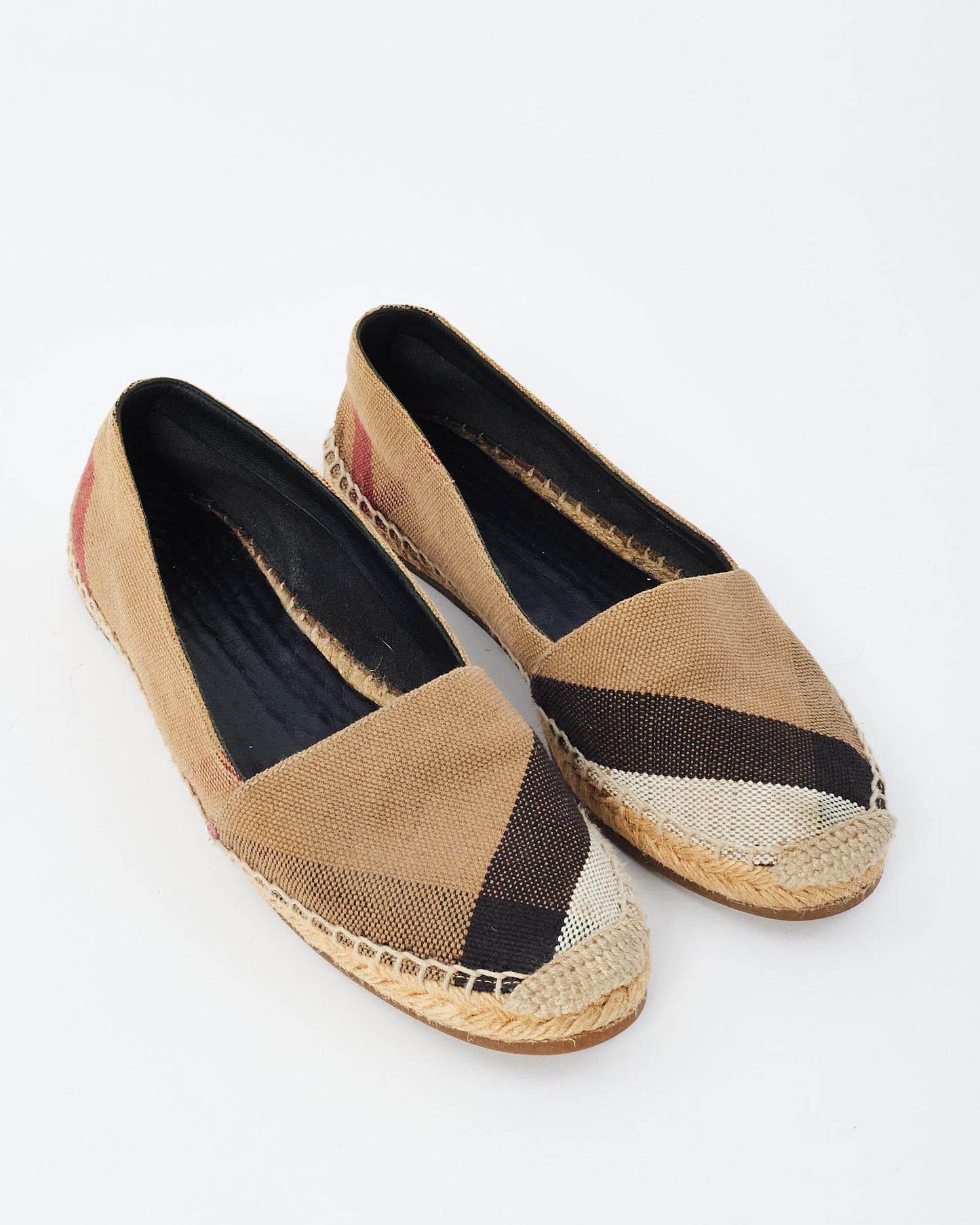 Burberry Beige Plaid Canvas Espadrilles - 7.5