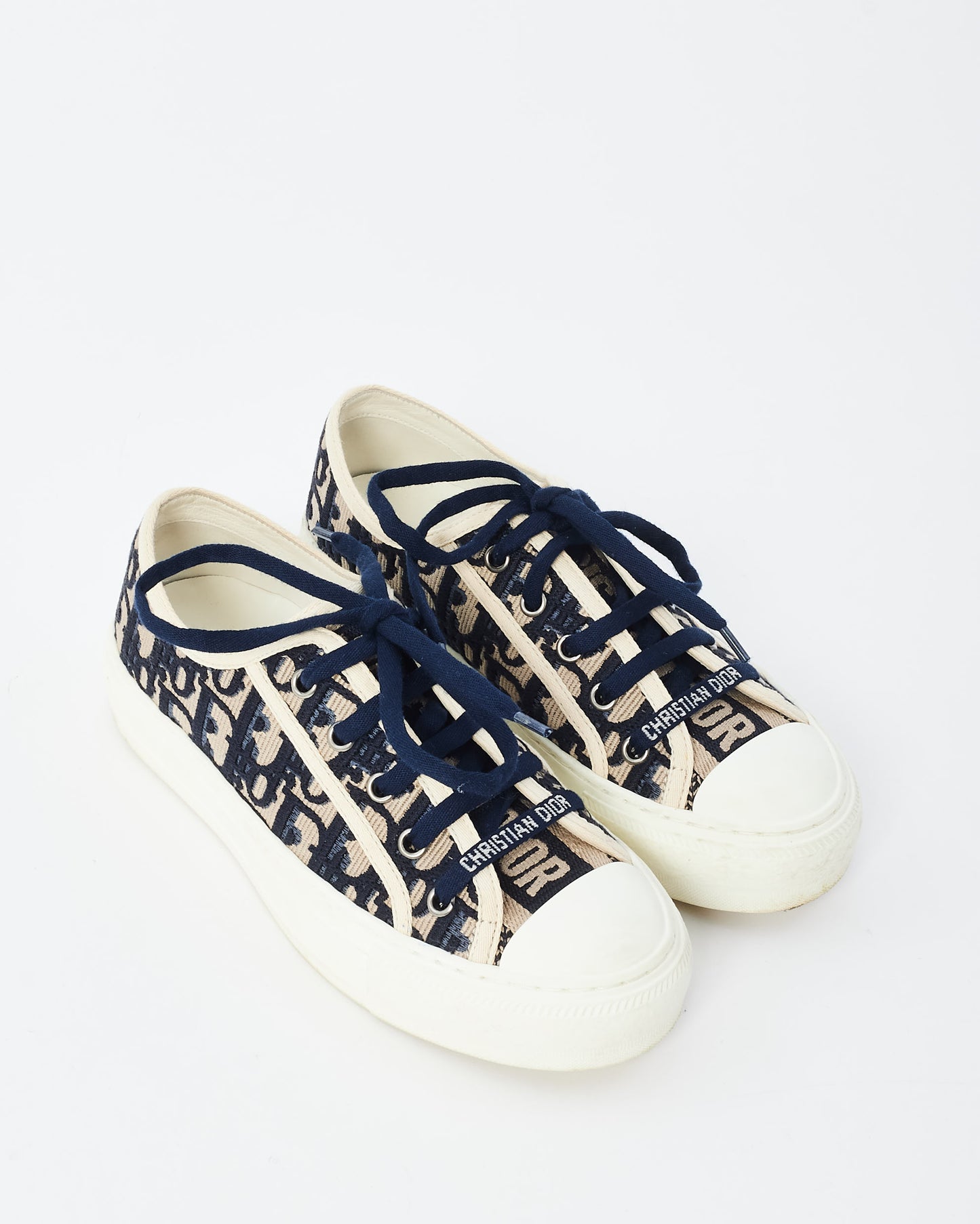 Dior Navy Blue Oblique Canvas Walk N Dior Sneakers - 35