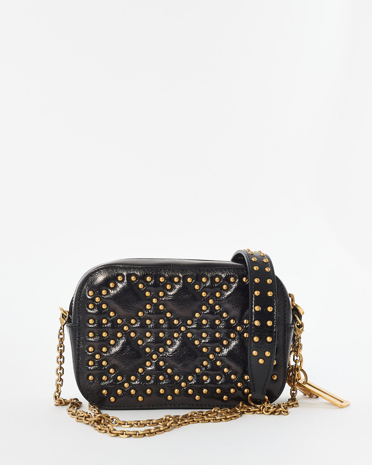 Dior Black Leather Studded Cannage Mini Crossbody Bag