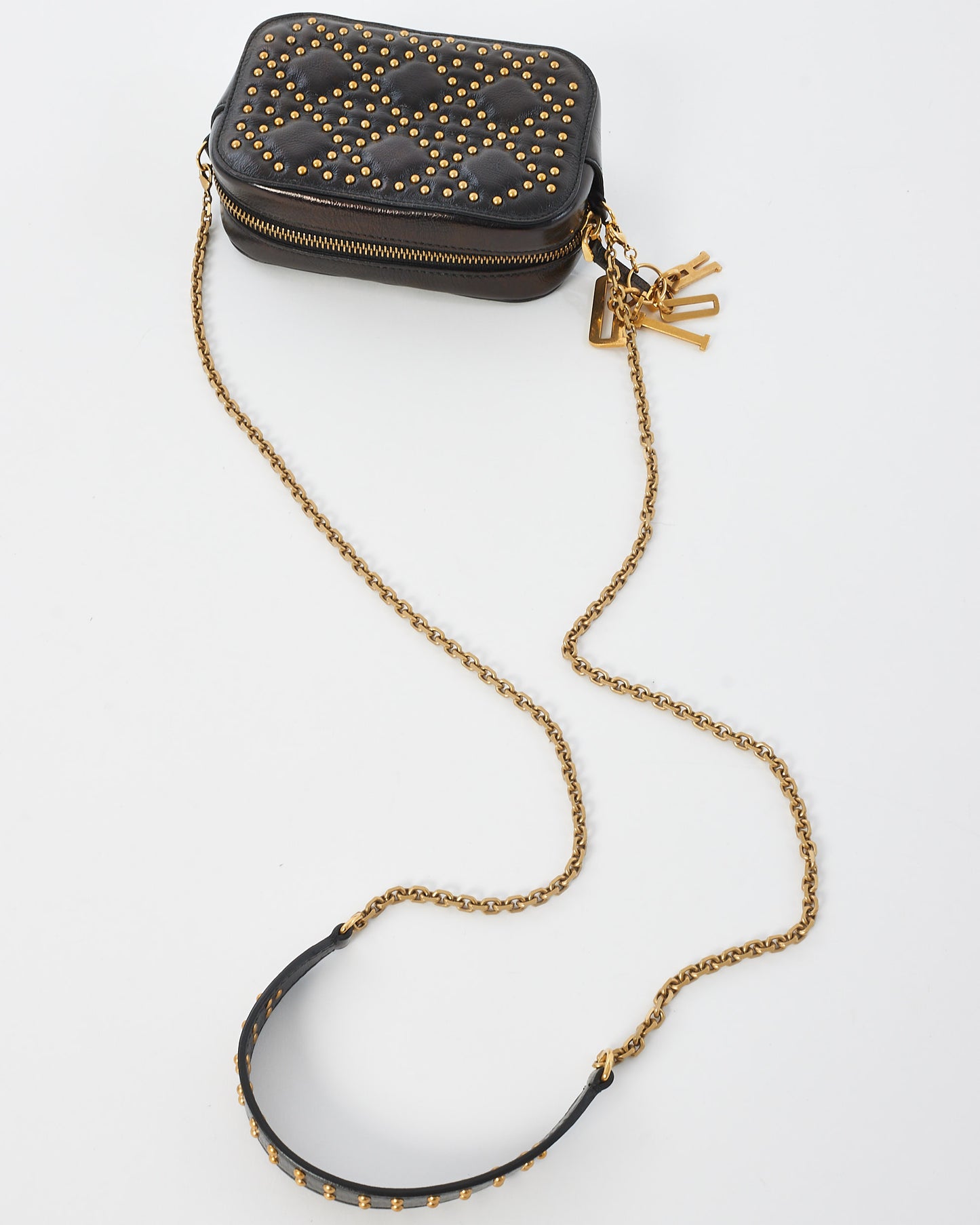 Dior Black Leather Studded Cannage Mini Crossbody Bag