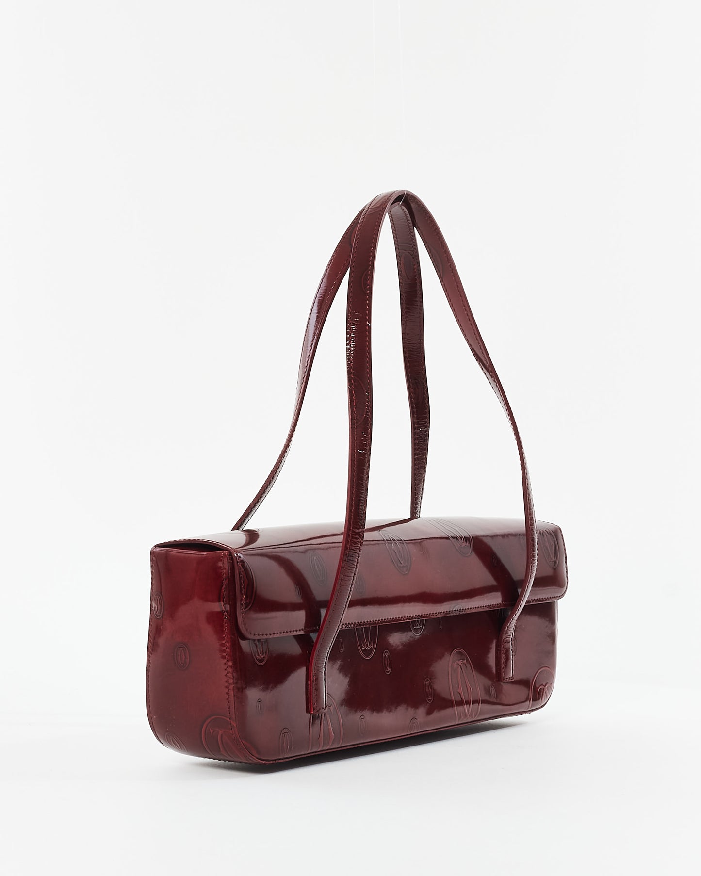 Cartier Bordeaux Patent Leather Cabochon Shoulder Bags