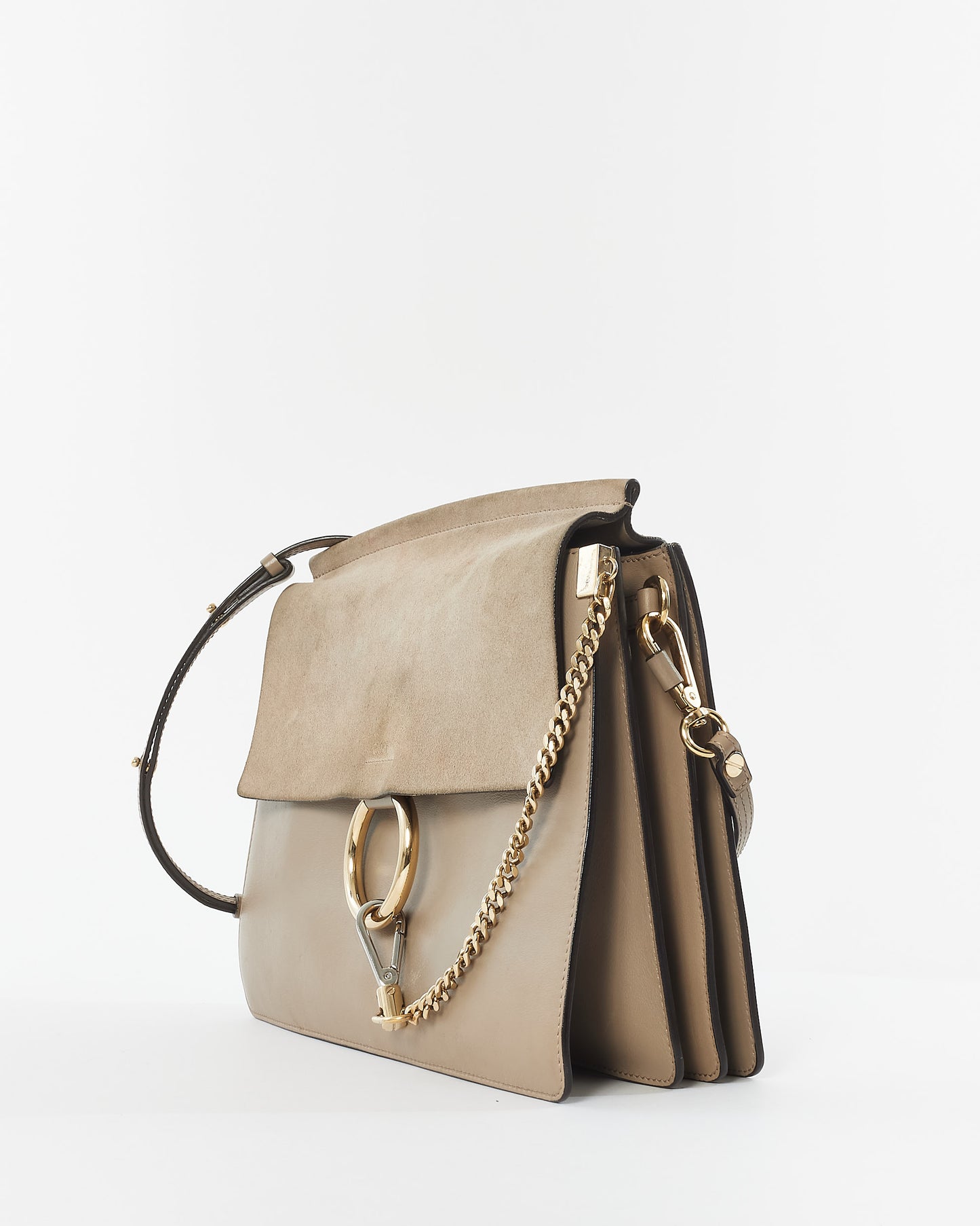 Chloé Taupe Leather & Suede Faye Crossbody Bag