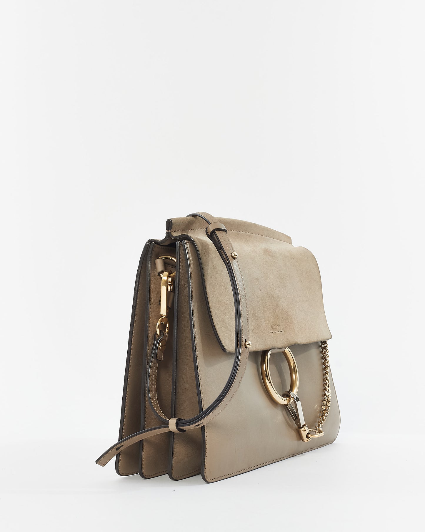 Chloé Taupe Leather & Suede Faye Crossbody Bag