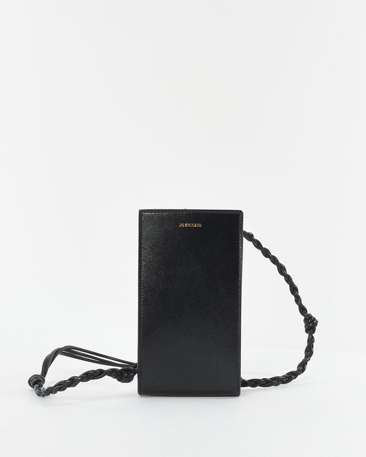 Jil Sander Black Leather Crossbody Phone Holder Bag