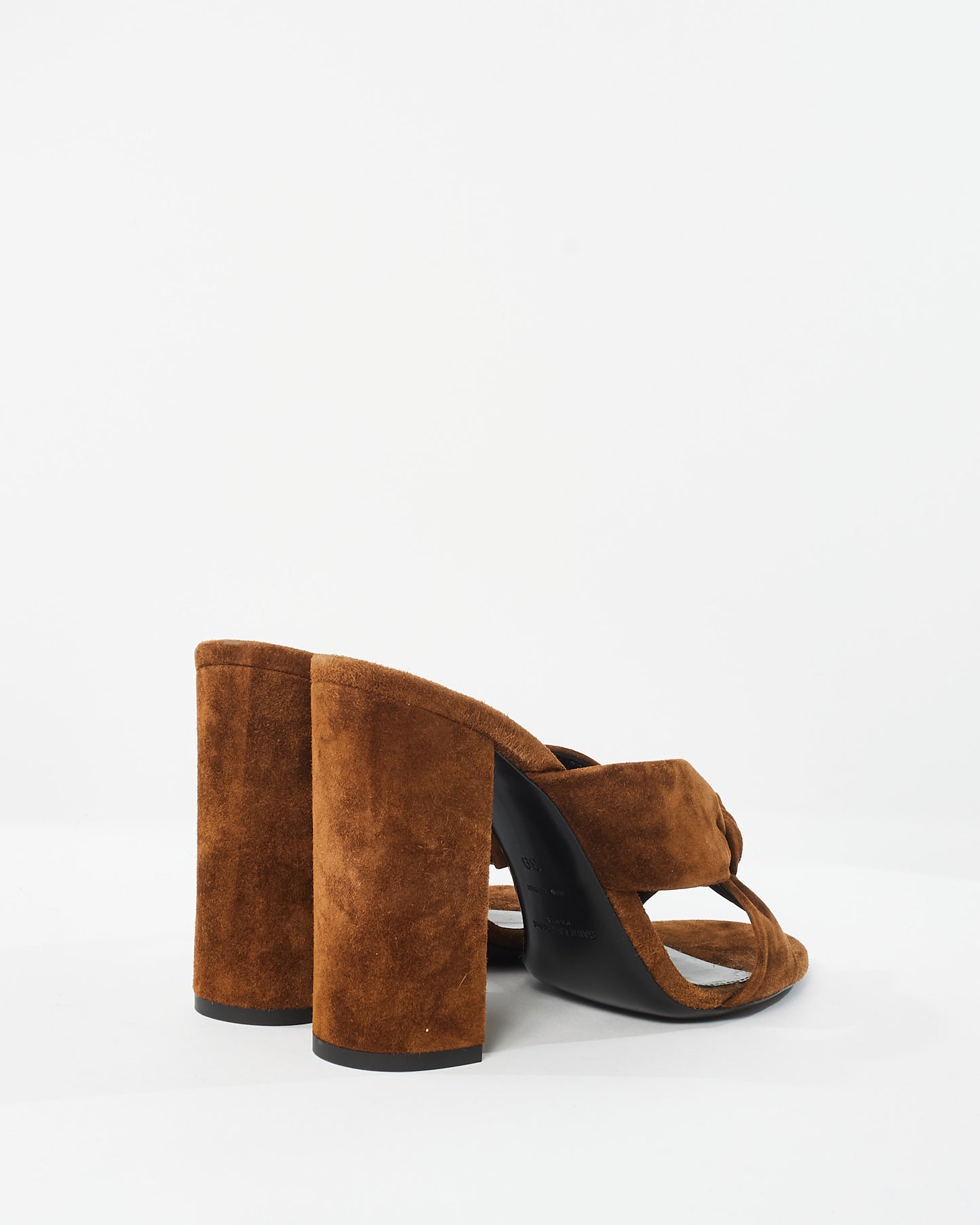 Saint Laurent Brown Suede Bianca Knotted Mule Sandals - 39