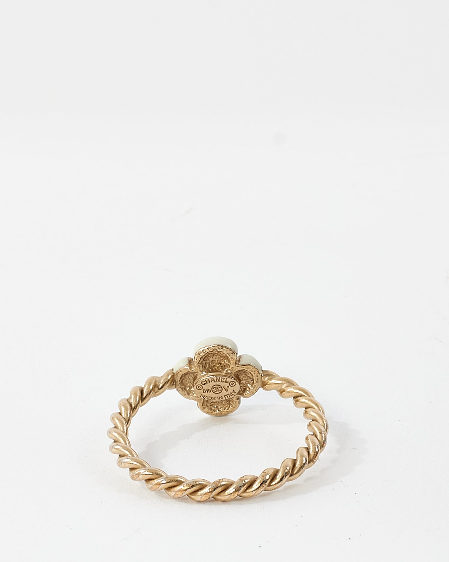 Chanel Gold Plated CC Logo & Camelia Ring Set - 8