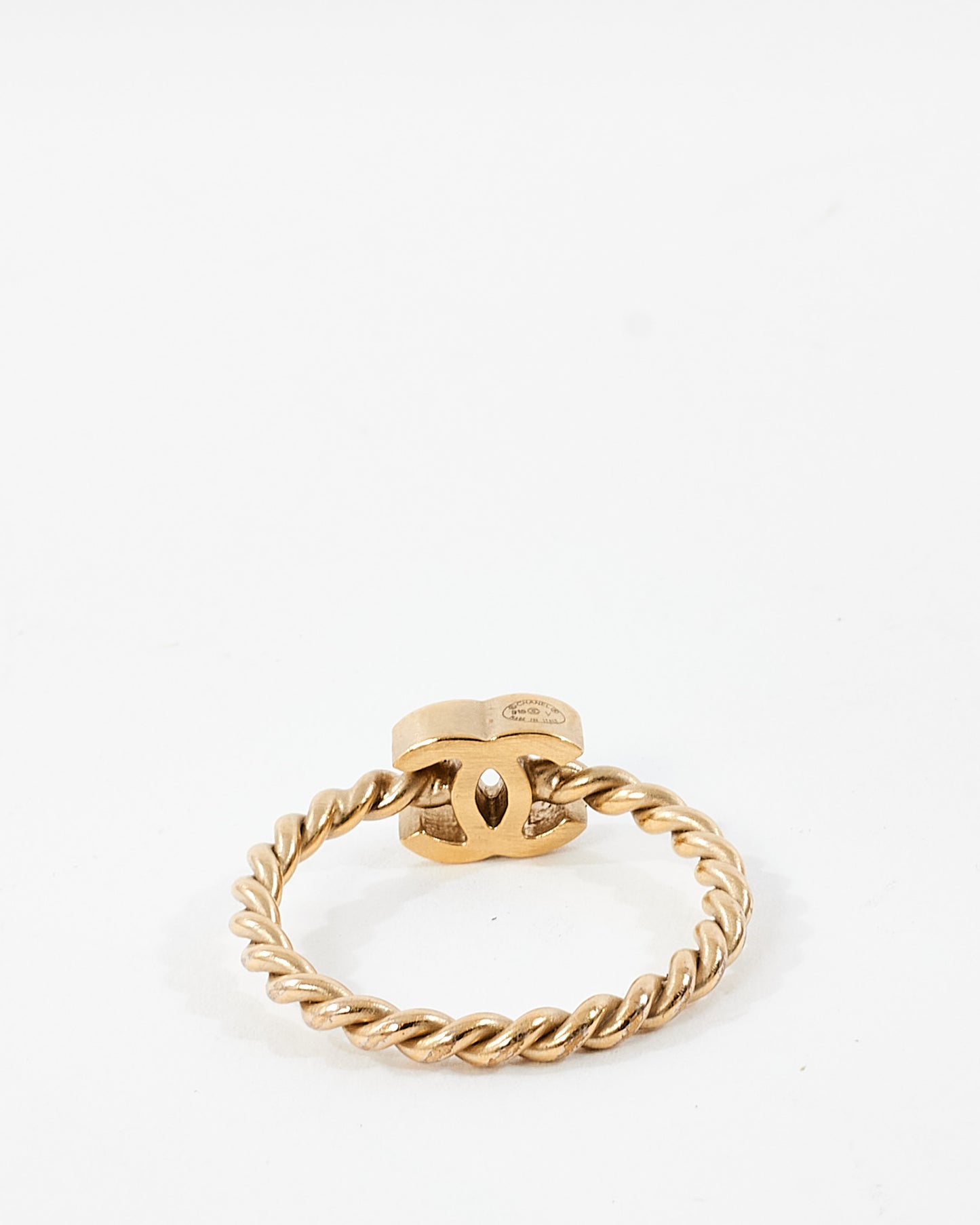 Chanel Gold Plated CC Logo & Camelia Ring Set - 8