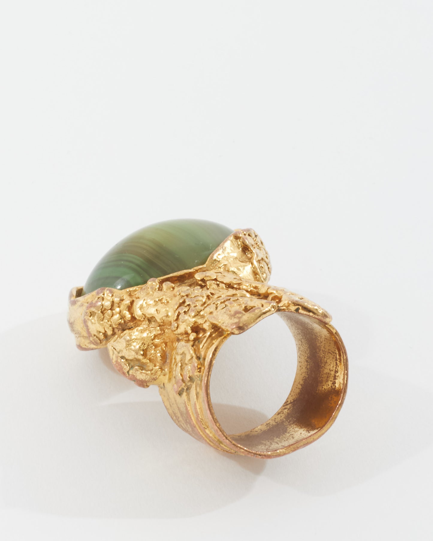 Saint Laurent Gold Green Enamel Artsy Ring - 7