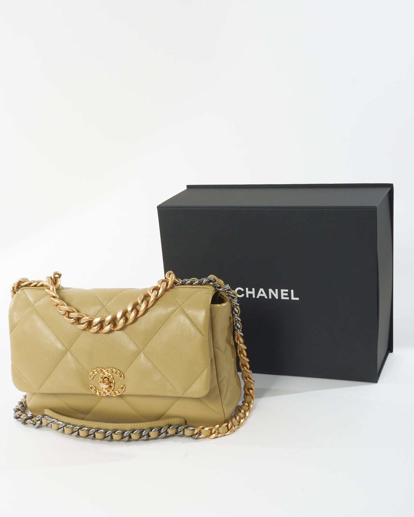 Chanel Pistacchio Green Leather Large Chanel 19 Bag