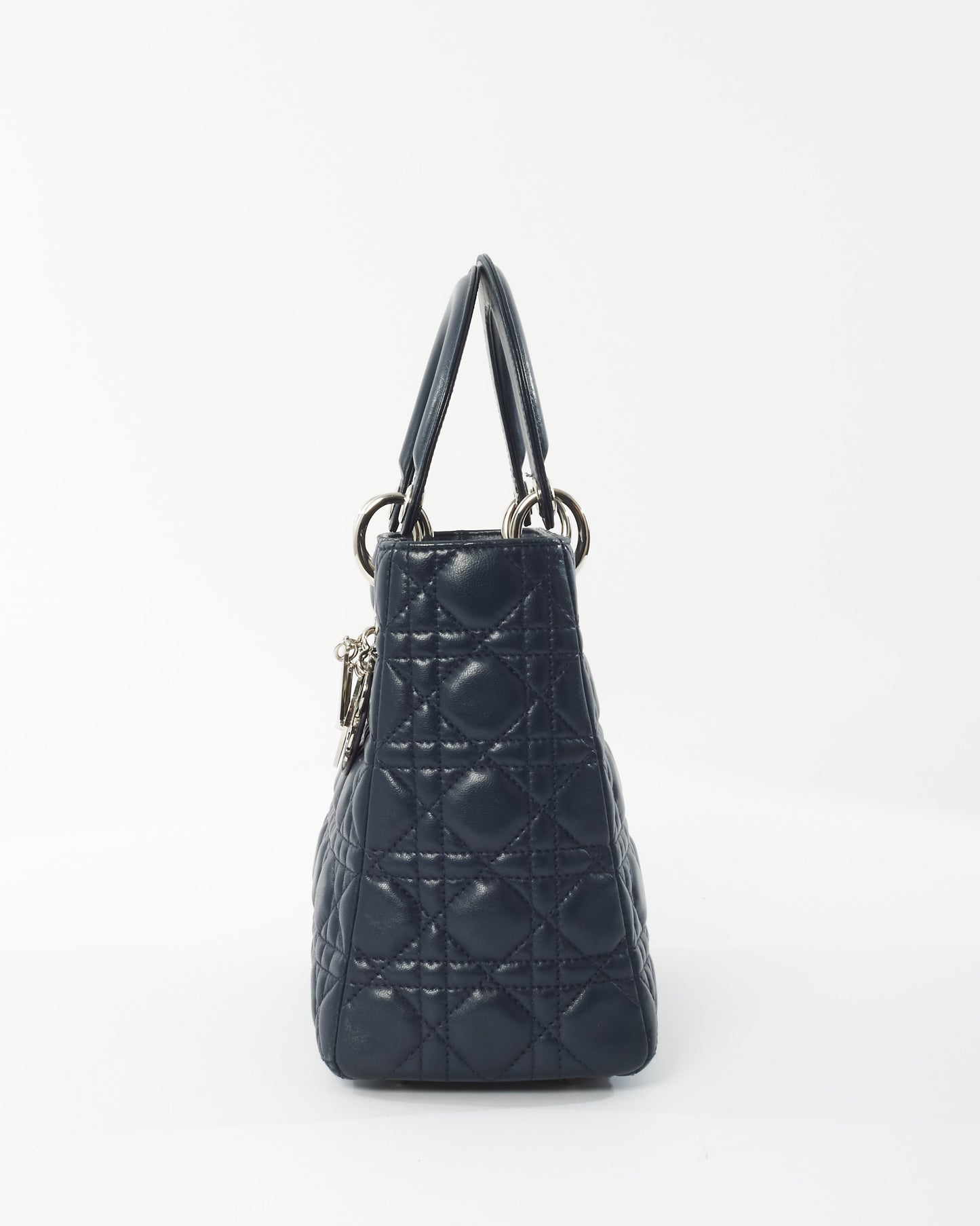 Dior Navy Lambskin Leather Medium Lady Dior Bag