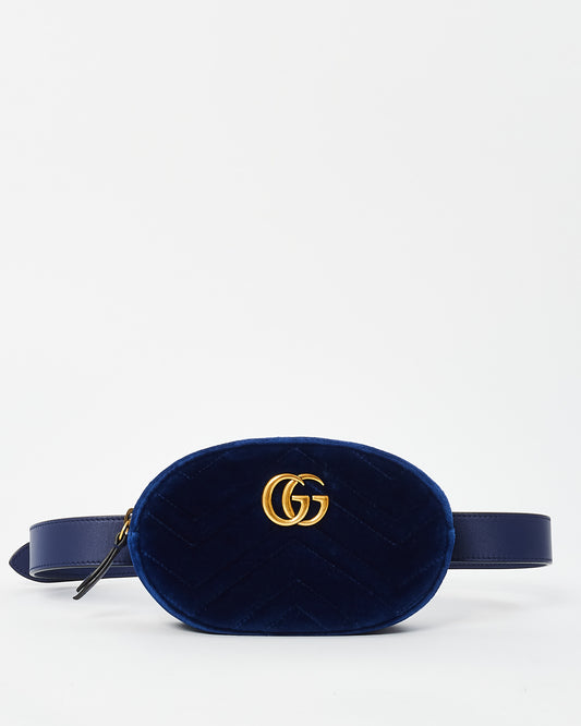Gucci Blue Velvet Marmont Belt Bag - 85/34