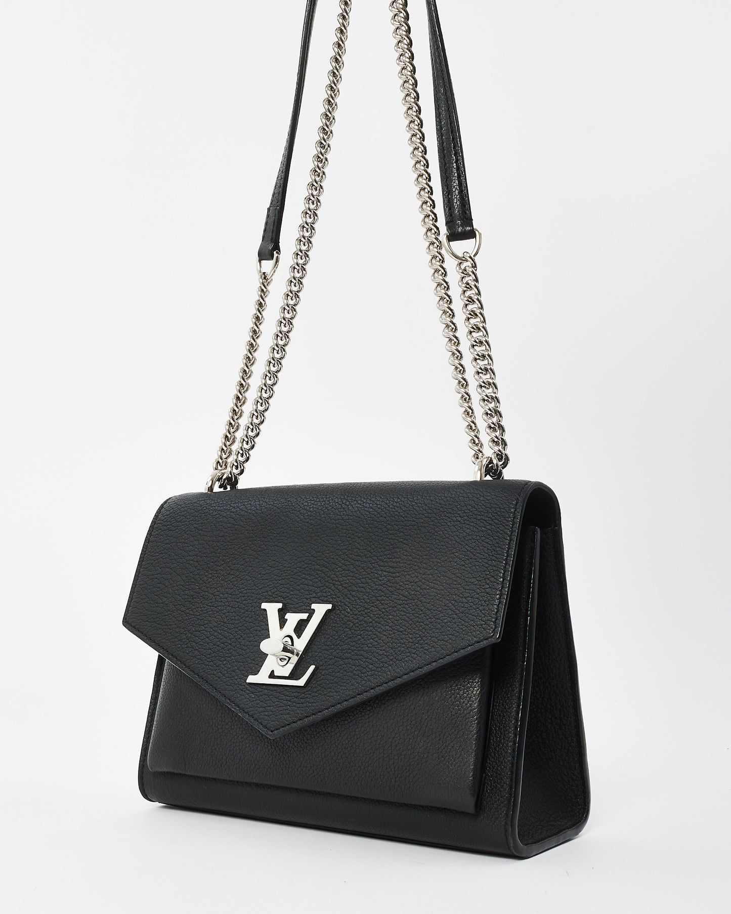 Louis Vuitton Black Leather Small Lock Me Shoulder Bag