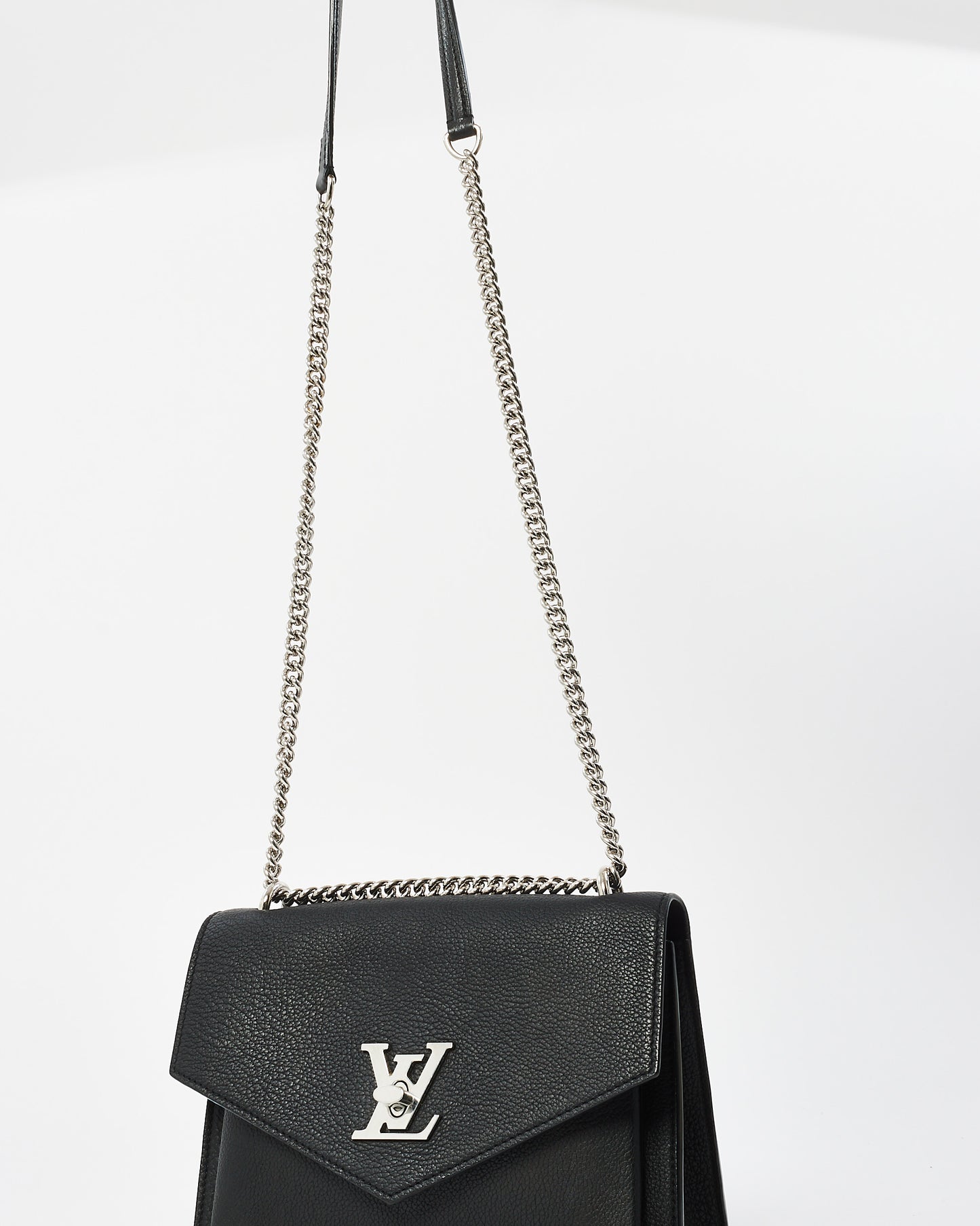 Louis Vuitton Black Leather Small Lock Me Shoulder Bag