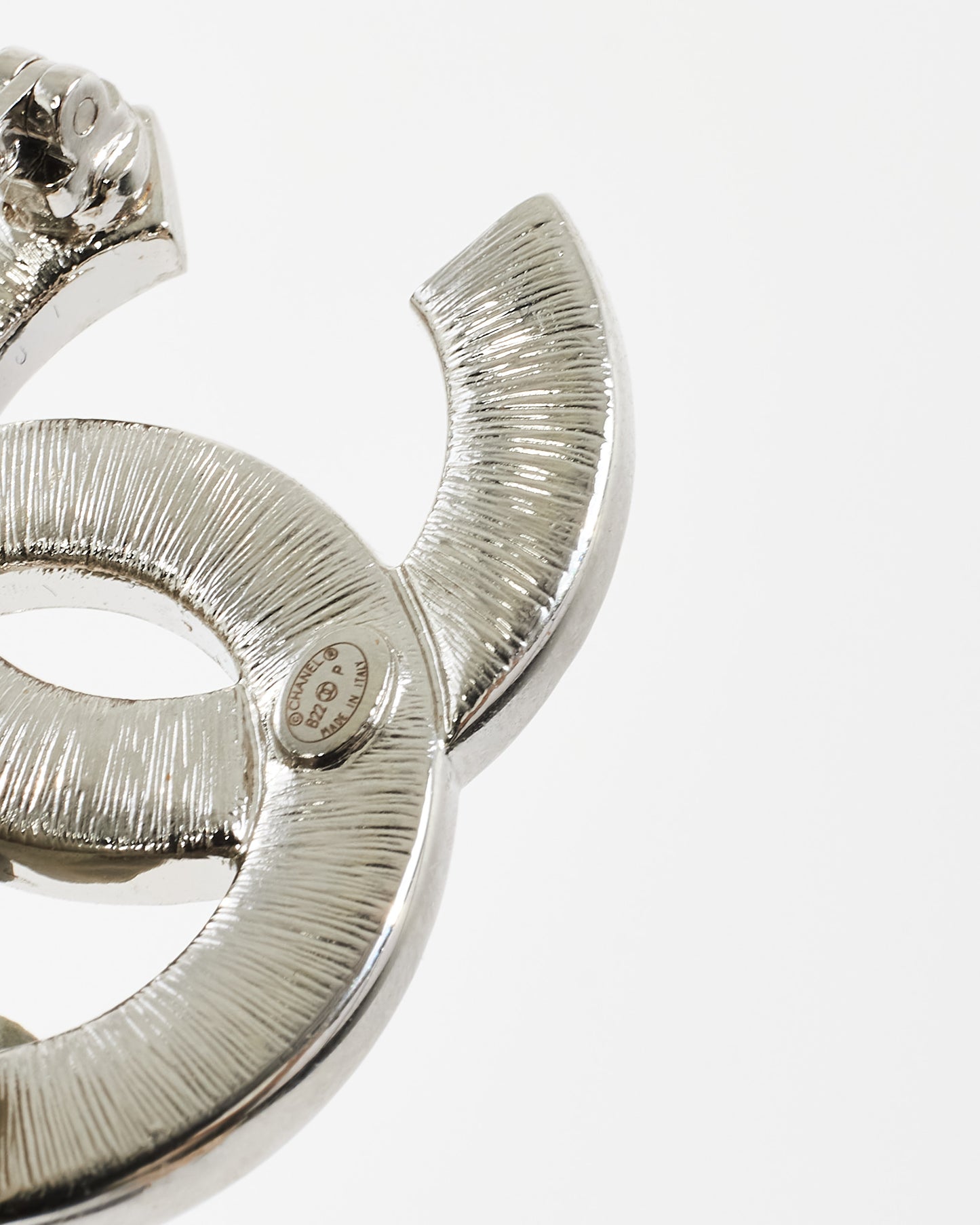 Chanel Silver CC Metal Chain Logo Brooch