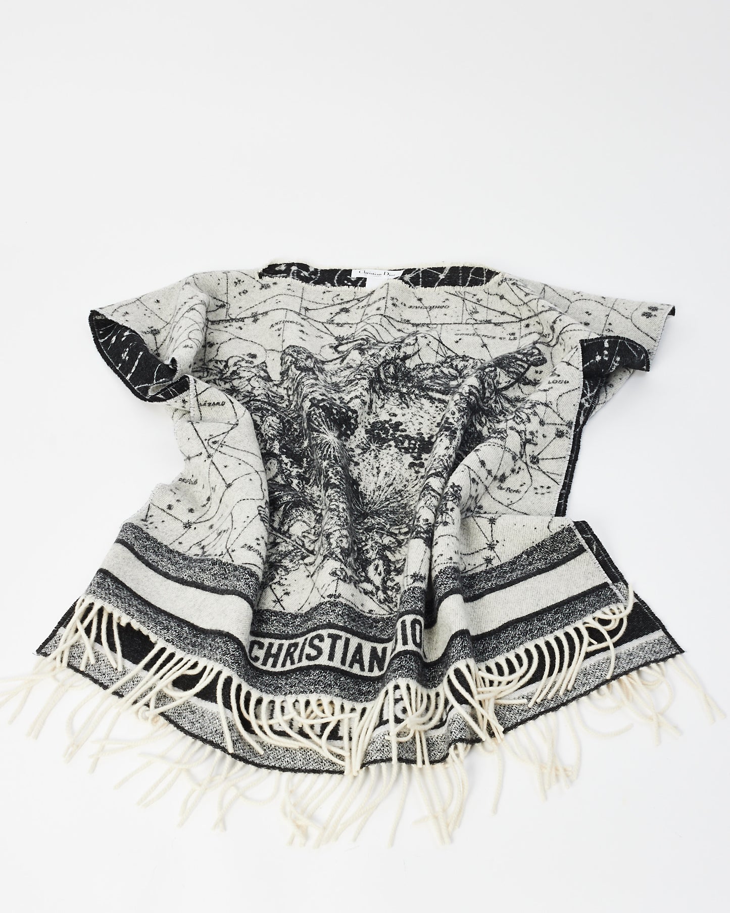 Dior Black & White Cashmere Zodiac Poncho