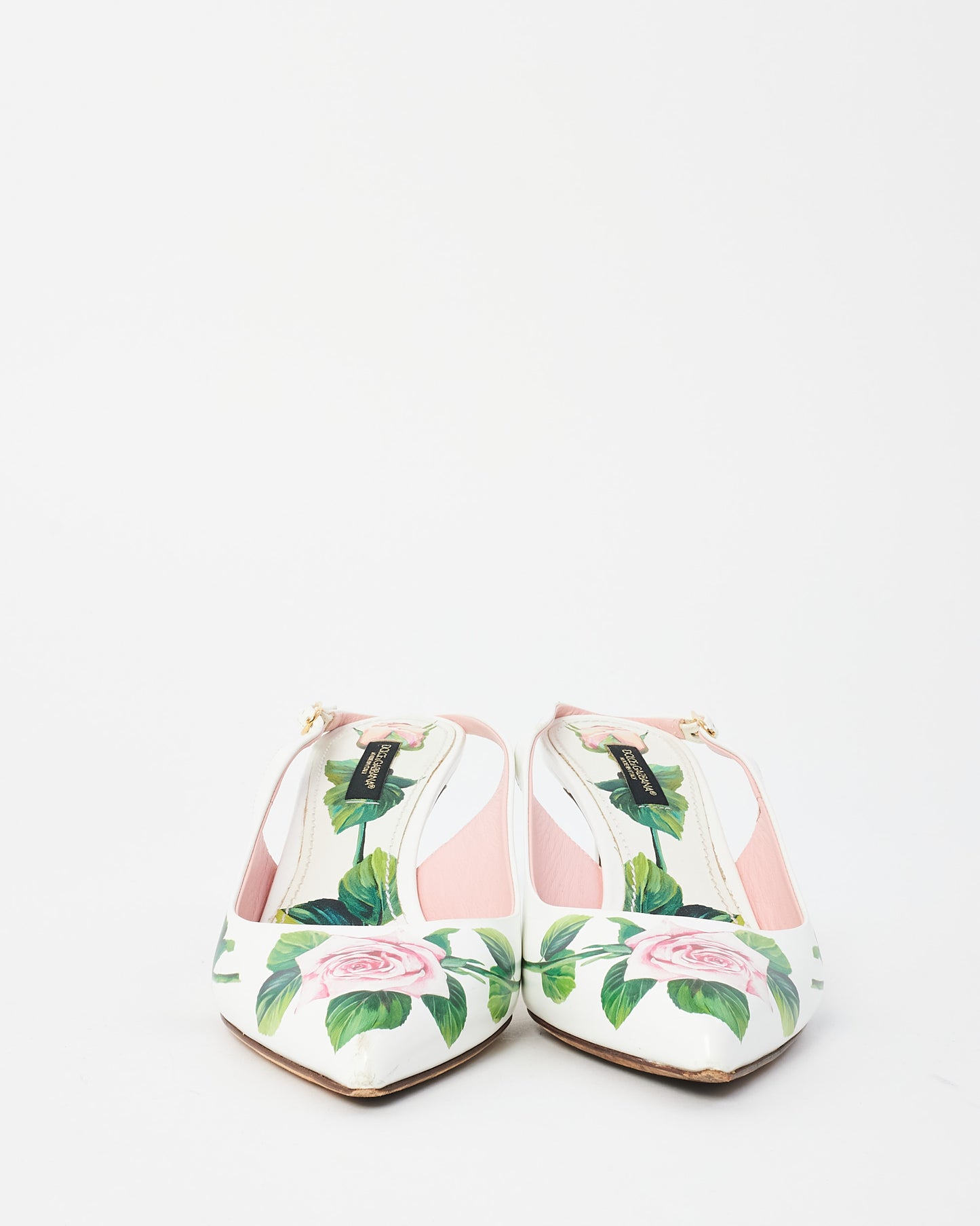 Dolce & Gabbana White Floral Leather Slingback Pumps - 38