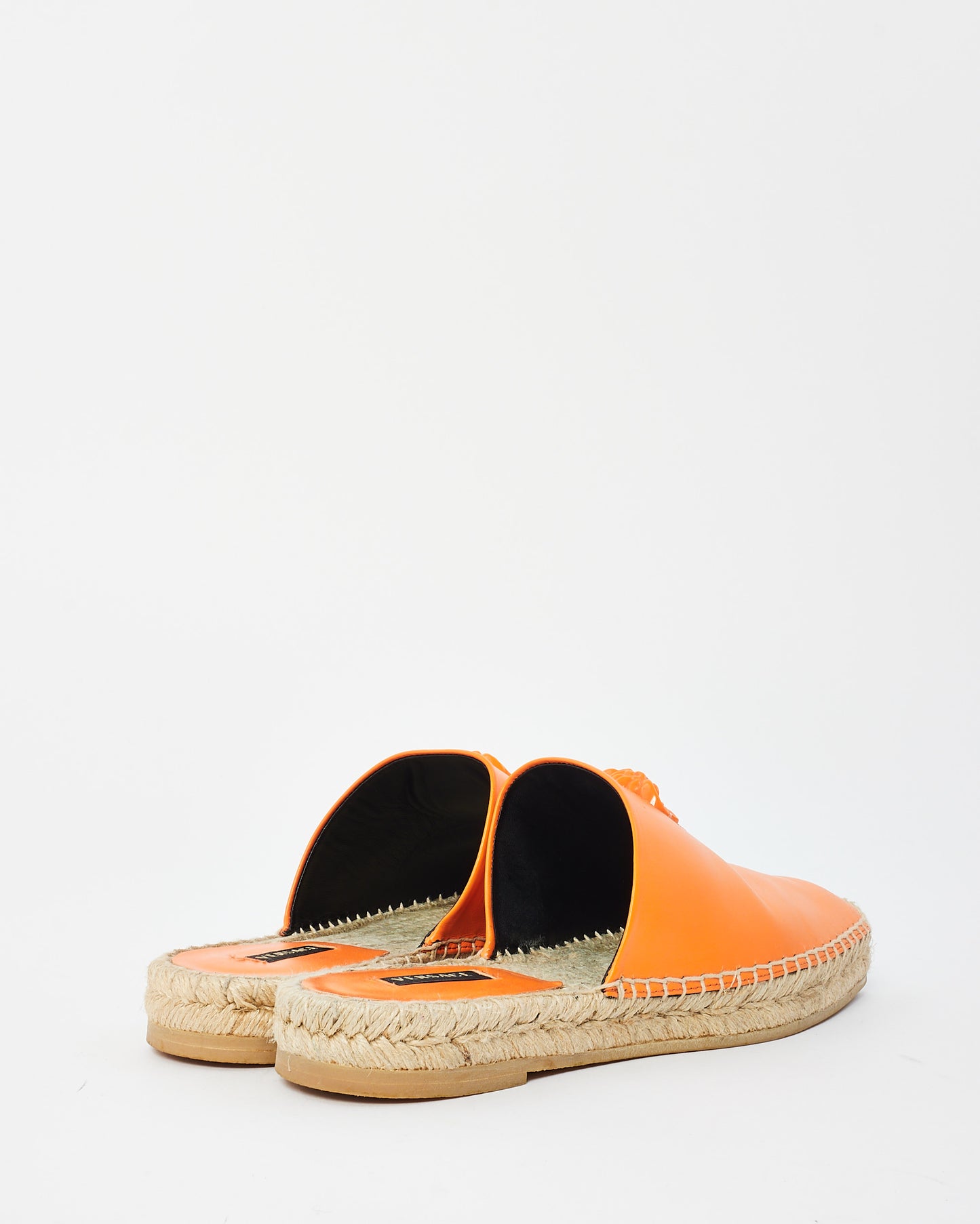 Versace Orange Leather Medusa Mule Espadrilles - 37