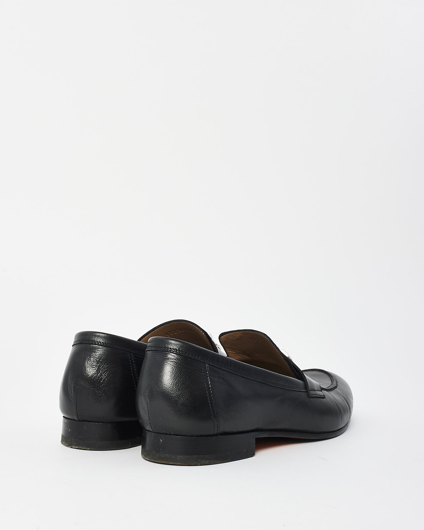 Hermès Men's Black Leather Paris H  Loafers - 43