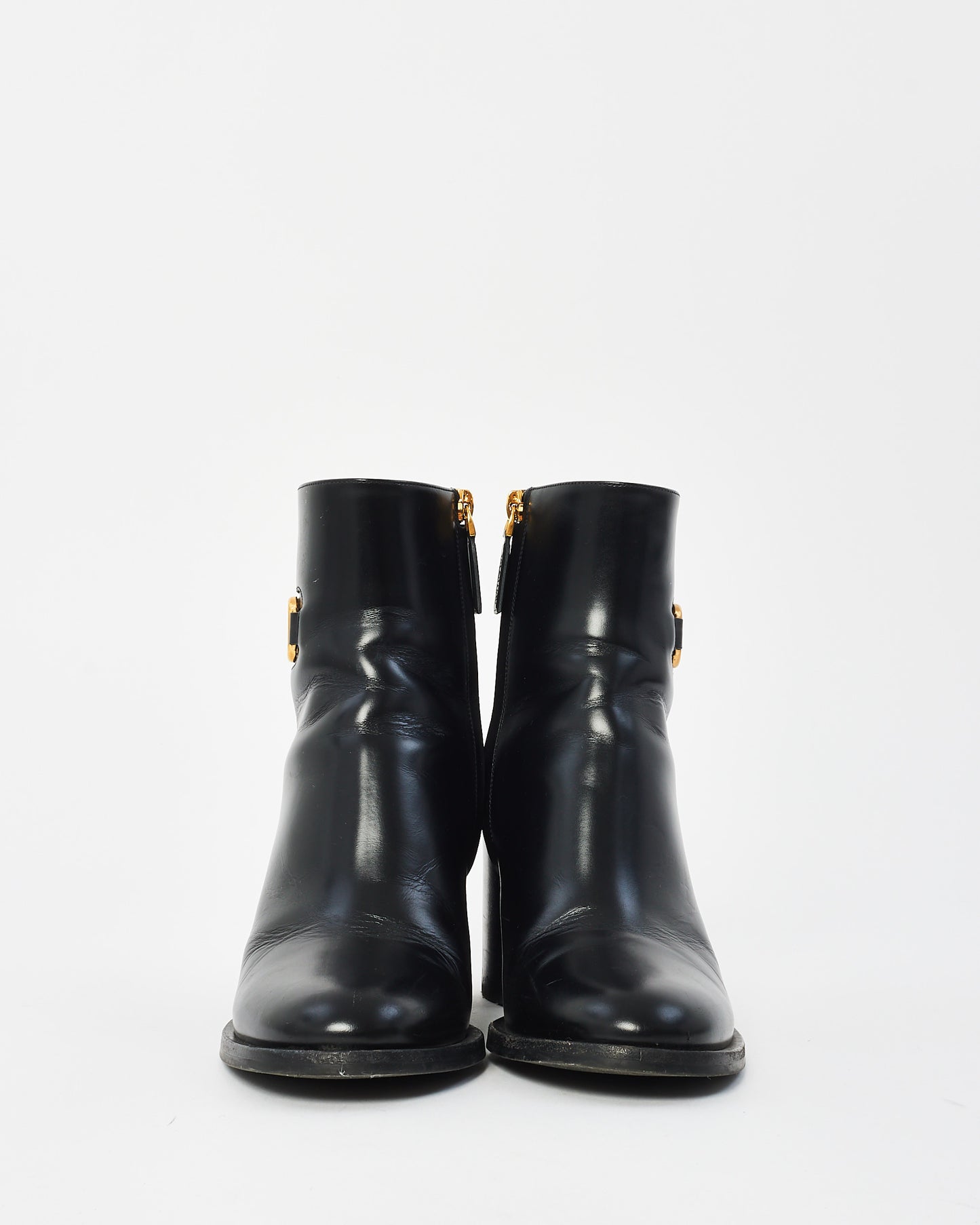 Valentino Black Leather VLogo Signature Ankle Boots - 37.5