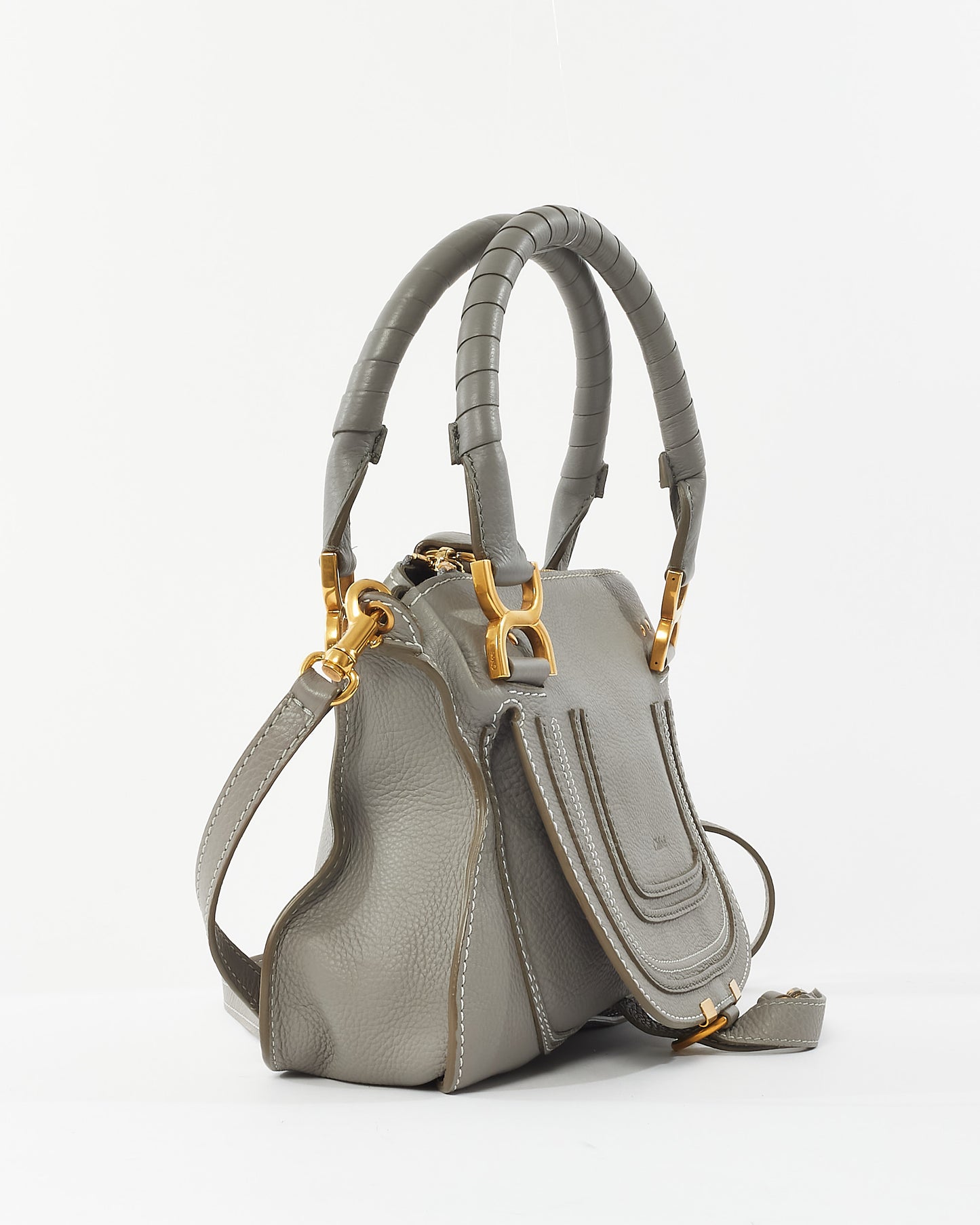 Chloé Grey Leather Small Marcie Crossbody Bag