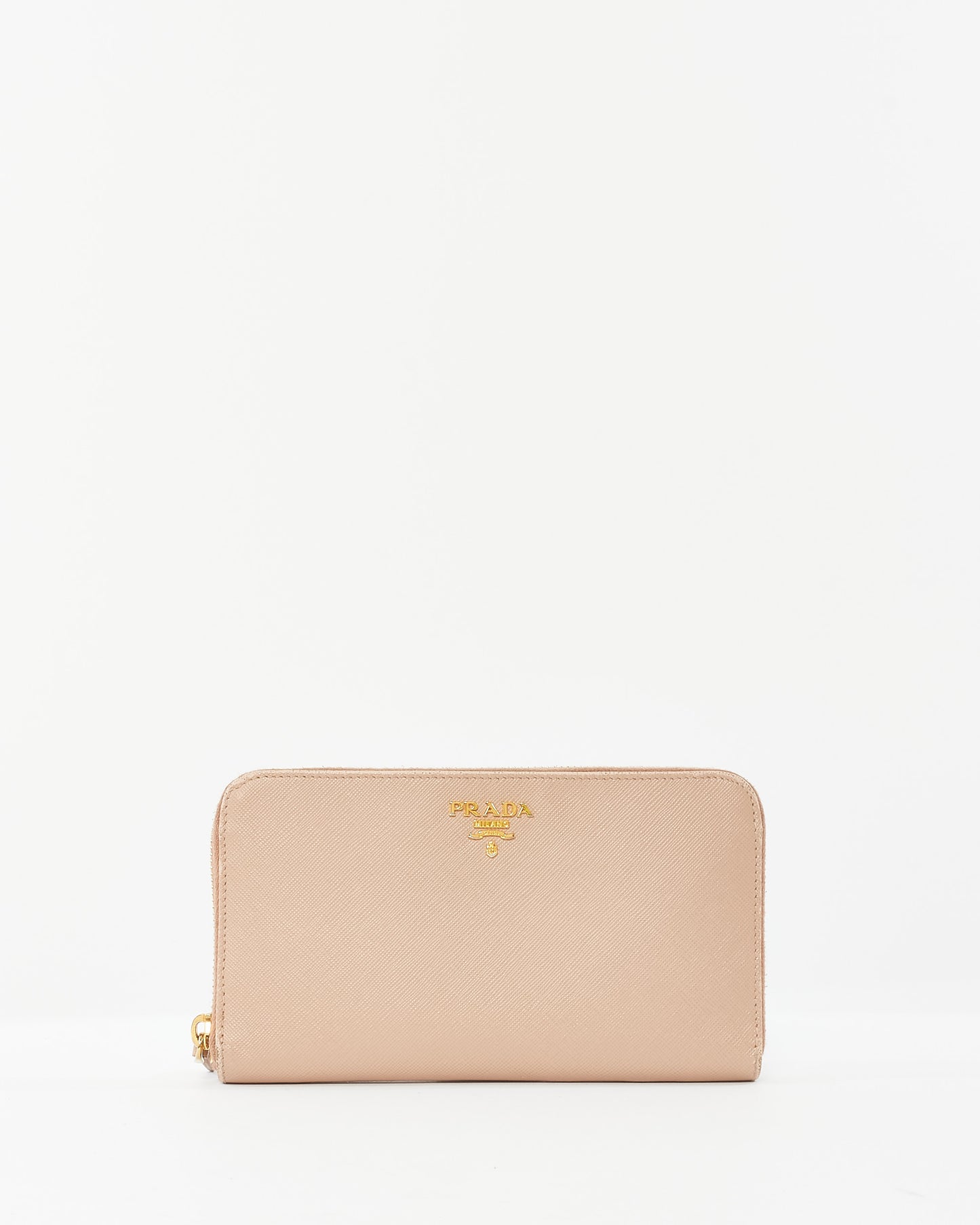 Prada Blush Saffiano Leather Long Zip Wallet