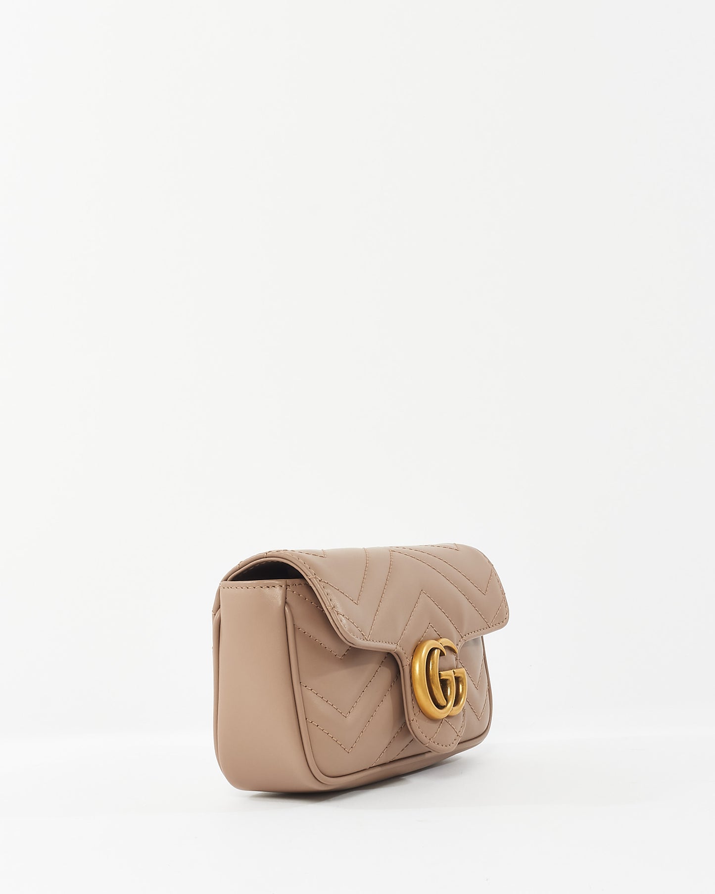 Gucci Blush Leather GG Super Mini Marmont Crossbody Bag