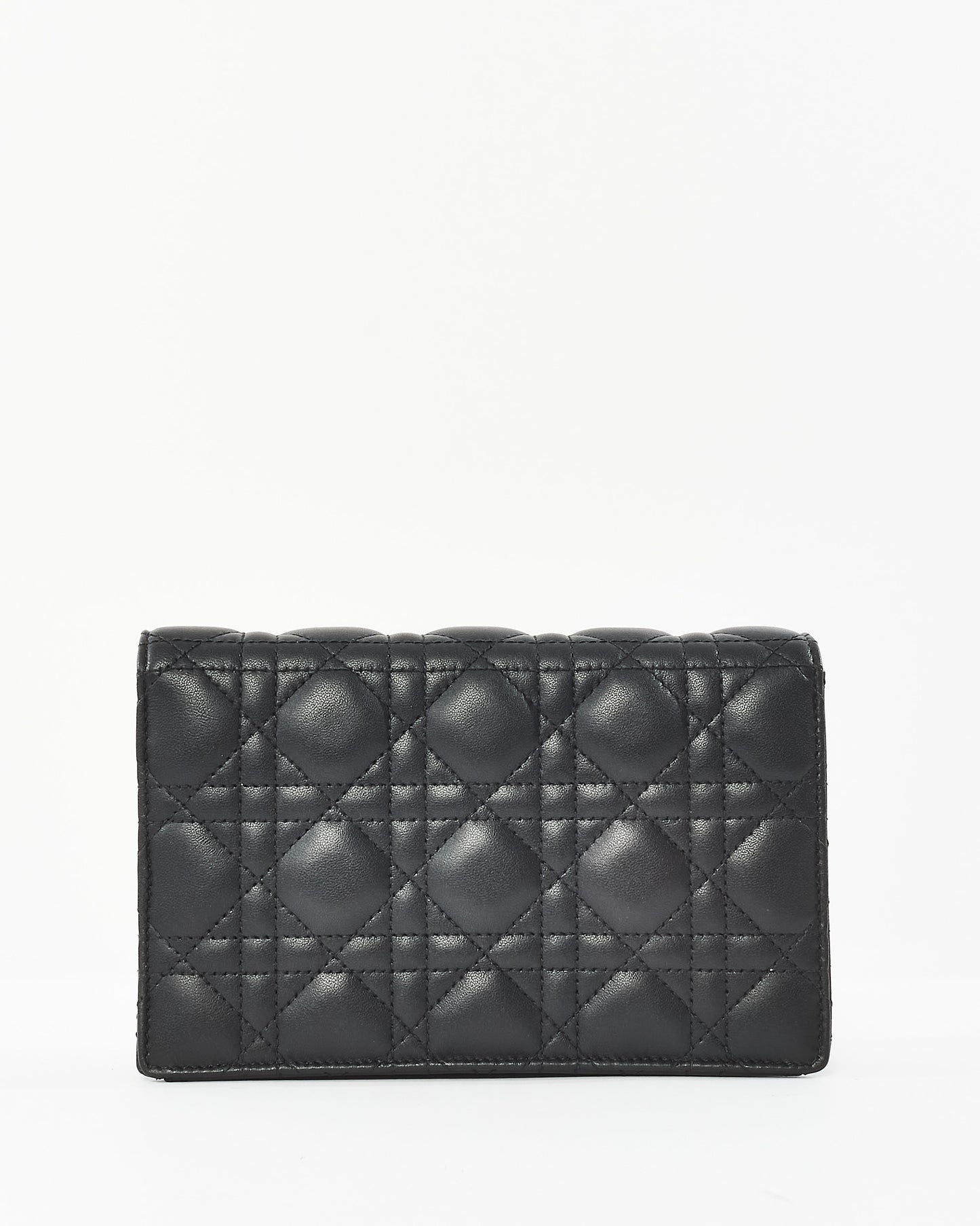 Dior Black Lambskin Leather My Dior Cannage Wallet On Chain