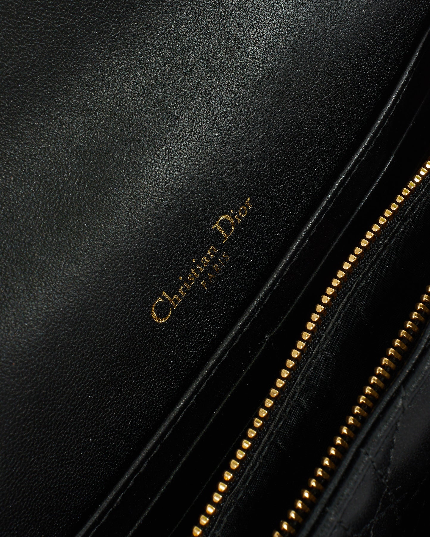 Dior Black Lambskin Leather My Dior Cannage Wallet On Chain