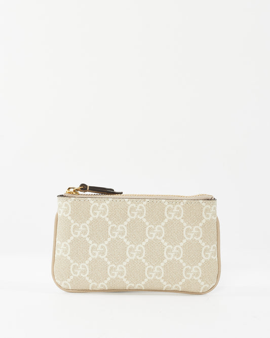 Gucci Beige/ White Monogram Coated Canvas Ophidia Keyring Pouch