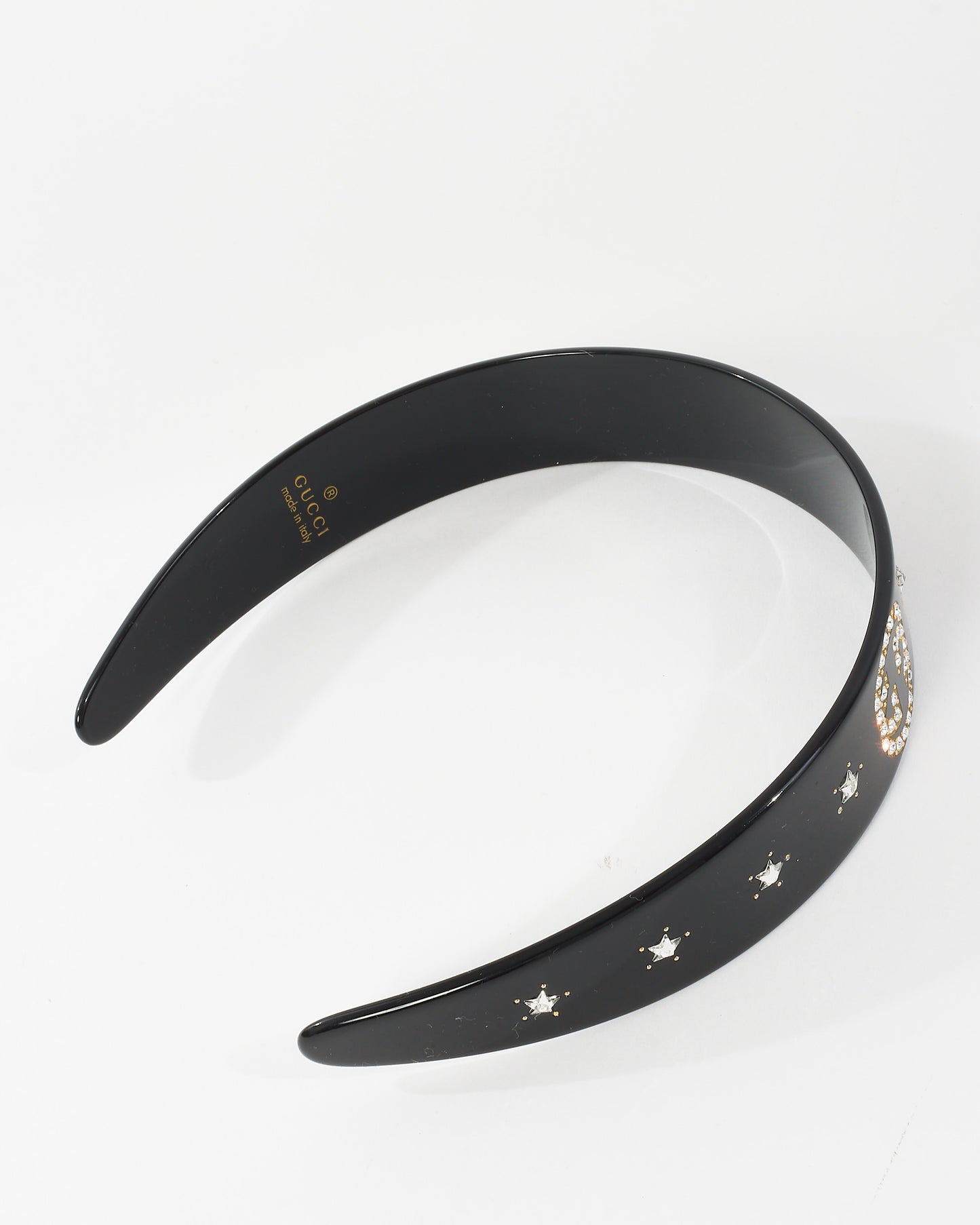 Gucci Black Crystal Interlocking G Headband