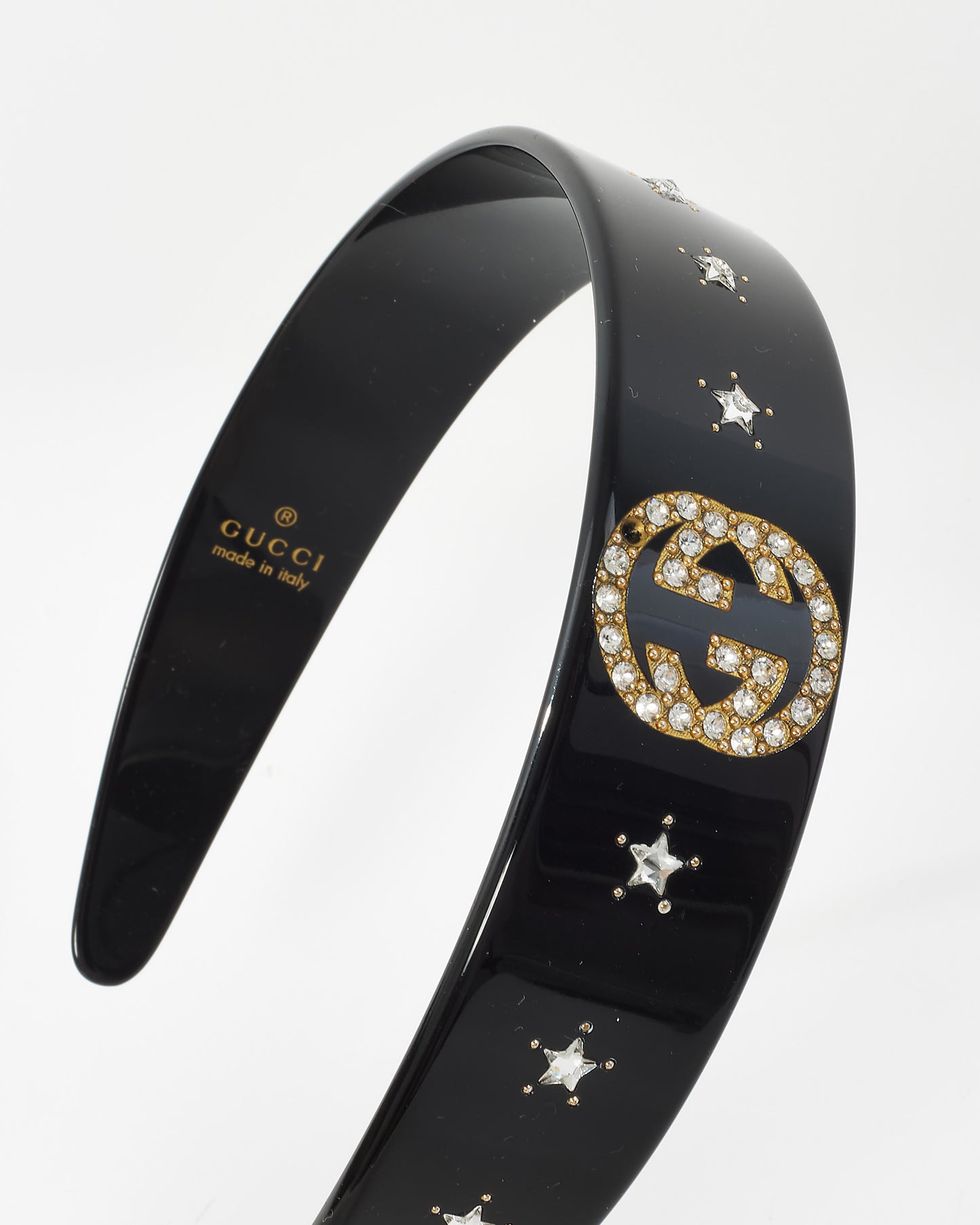 Gucci Black Crystal Interlocking G Headband